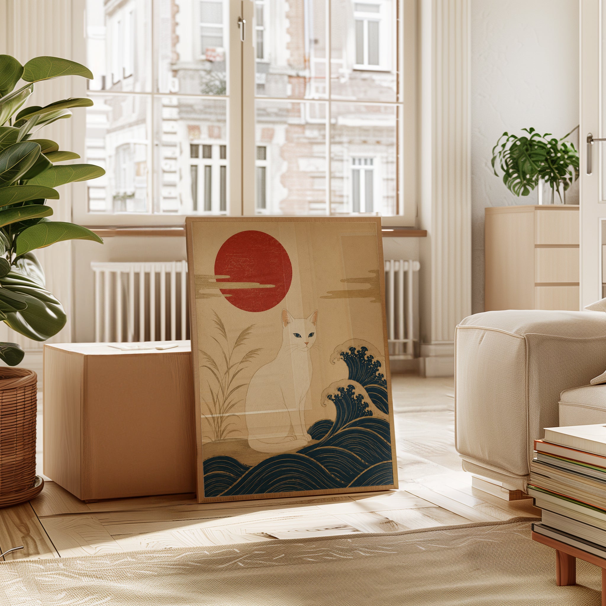Ukiyo-e Cat Print: Japanese Vintage Style - interior