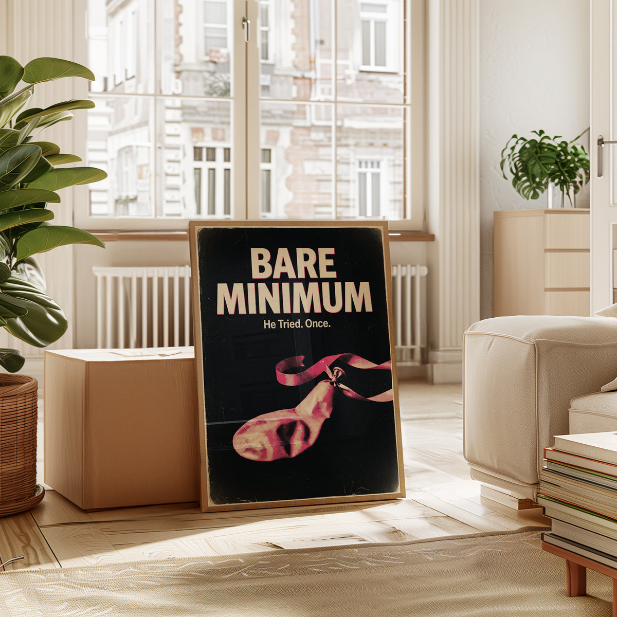 Bare Minimum Poster: Retro Comedy Typography Art Print - interior
