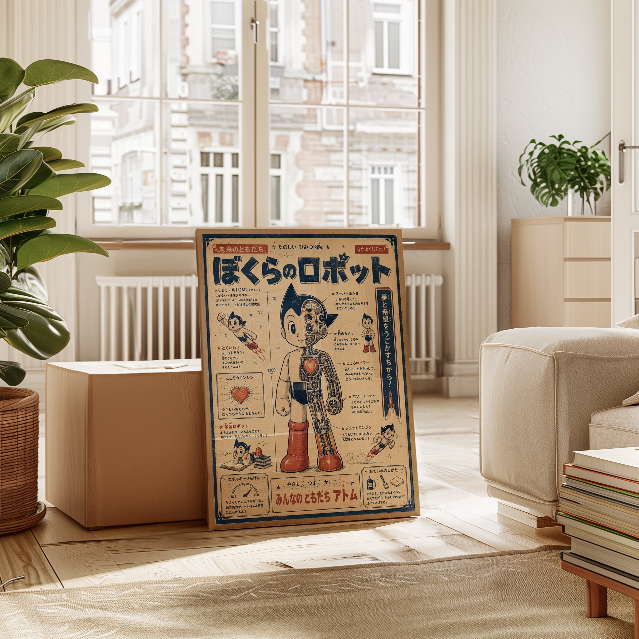 Retro Japanese Robot Poster: Vintage Anime Astro Boy Style - interior