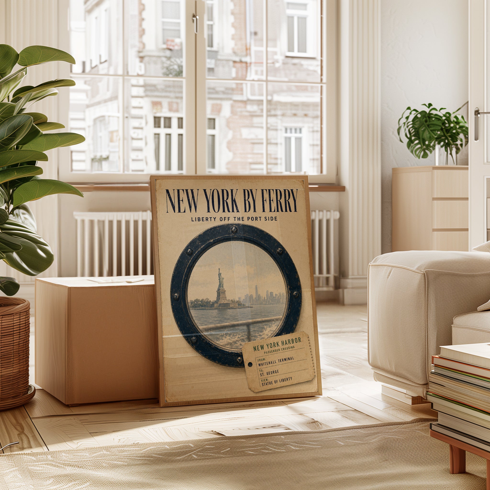 New York Ferry Poster – Vintage Travel Print - interior