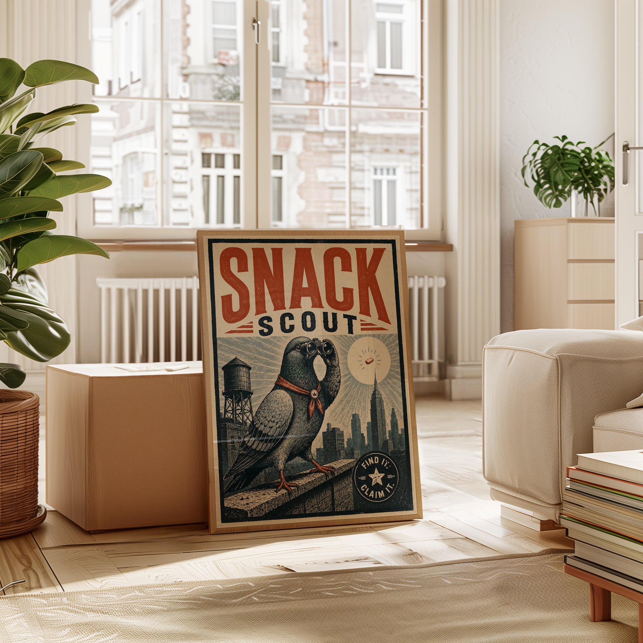 Retro Urban Pigeon Poster - interior