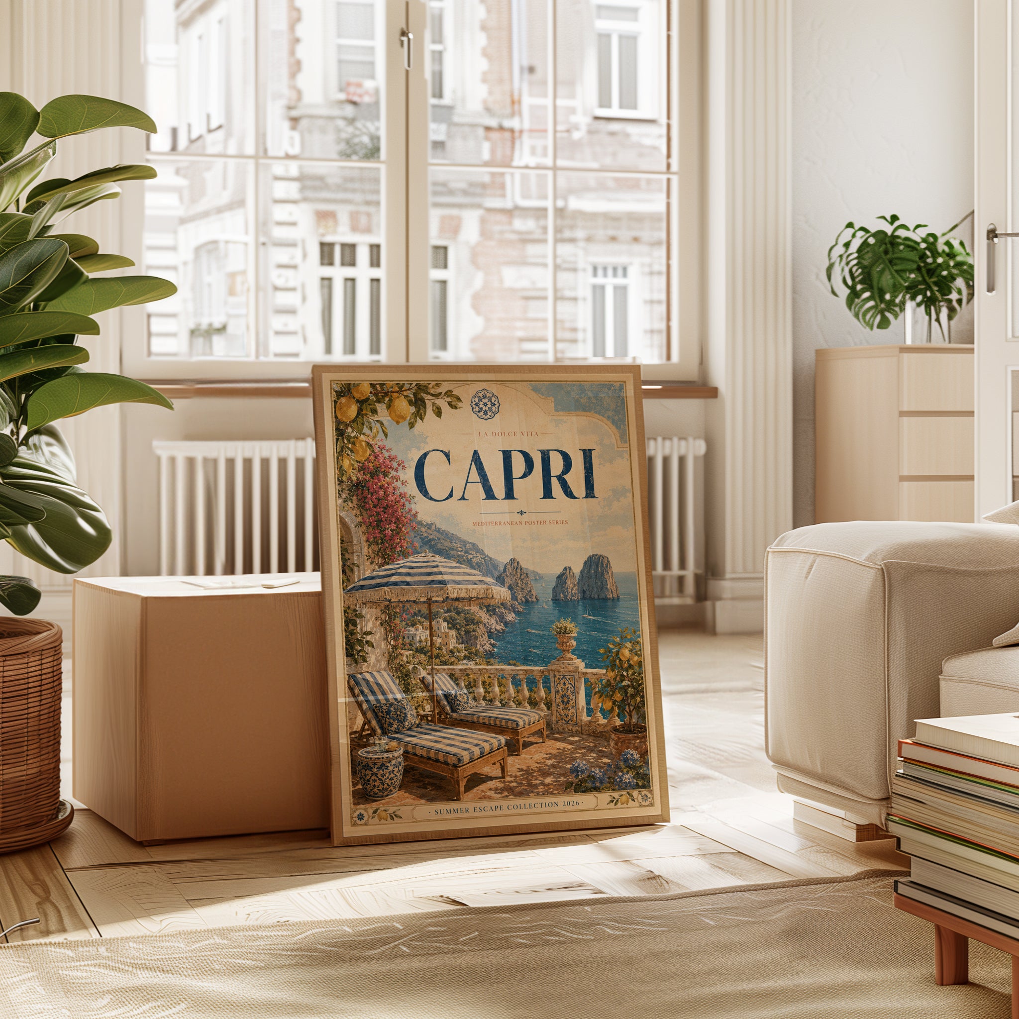 Capri Travel Poster Print — Vintage Mediterranean Coast - interior