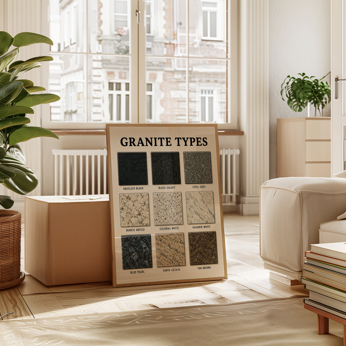 Granite Types Reference Chart: Educational Geology Wall Art - interior