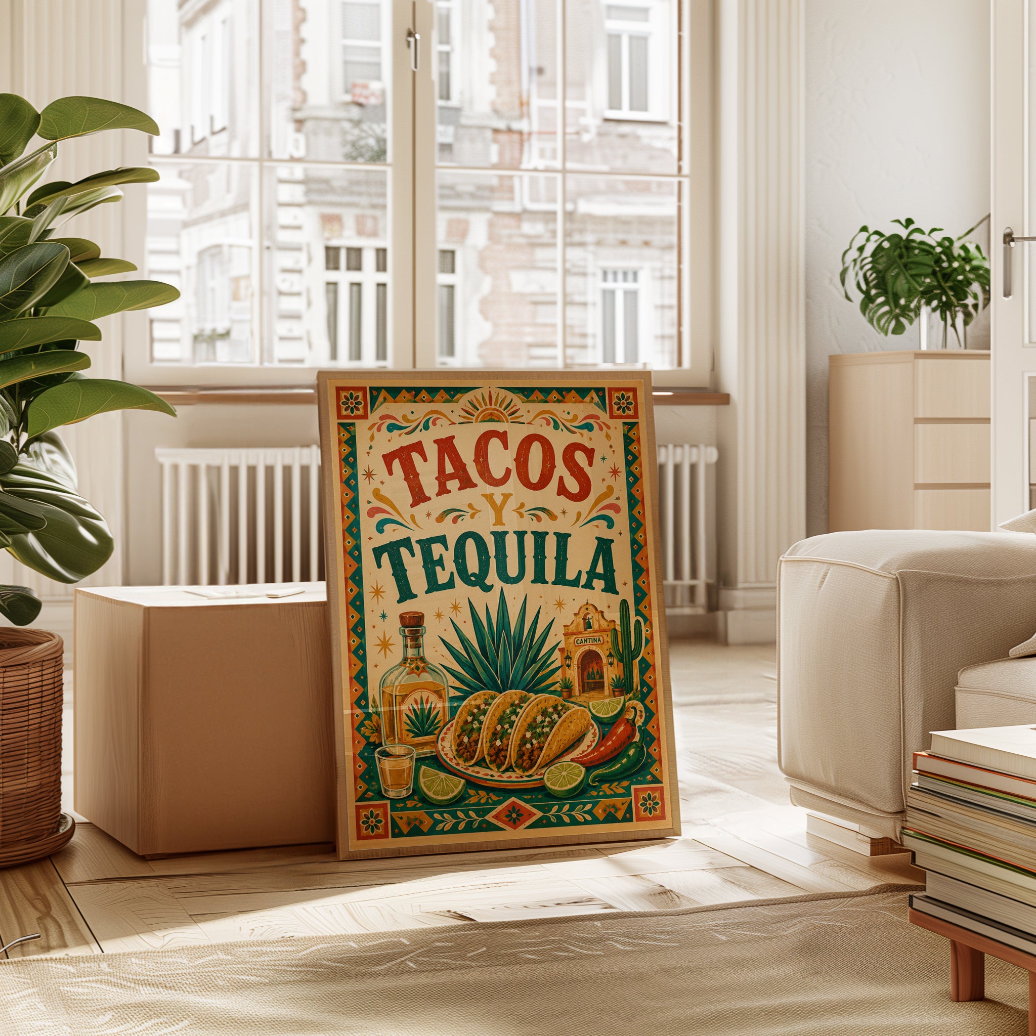 Tacos and Tequila Print: Colorful Mexican Cantina Wall Art - interior