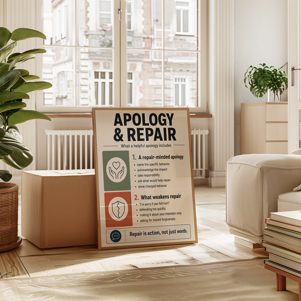 Apology & Repair Poster: Emotional Intelligence Decor - interior