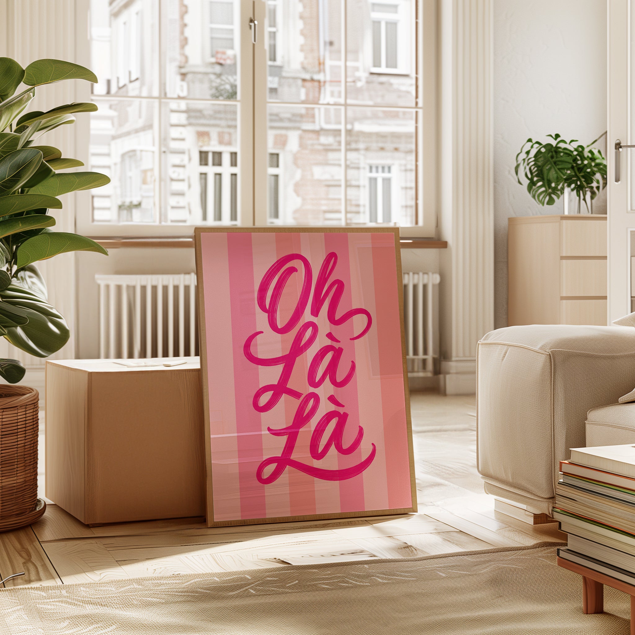 Pink Typography Print – Oh La La Wall Art - interior