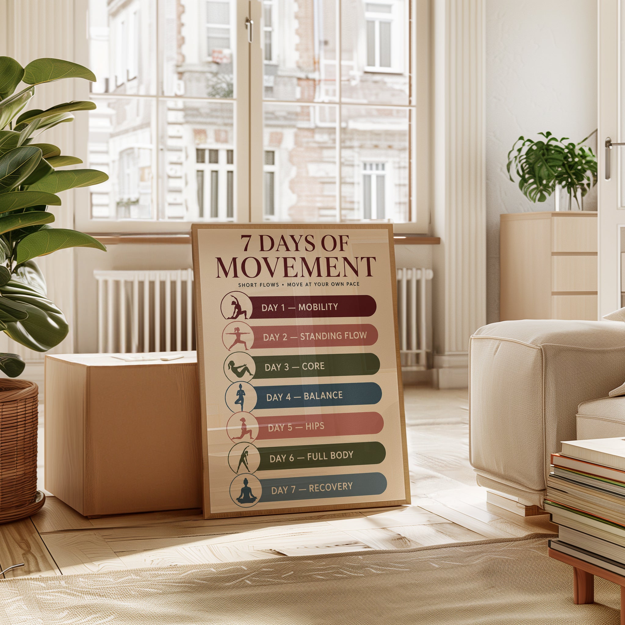 Yoga Wall Art – 7 Days Movement Poster - interior