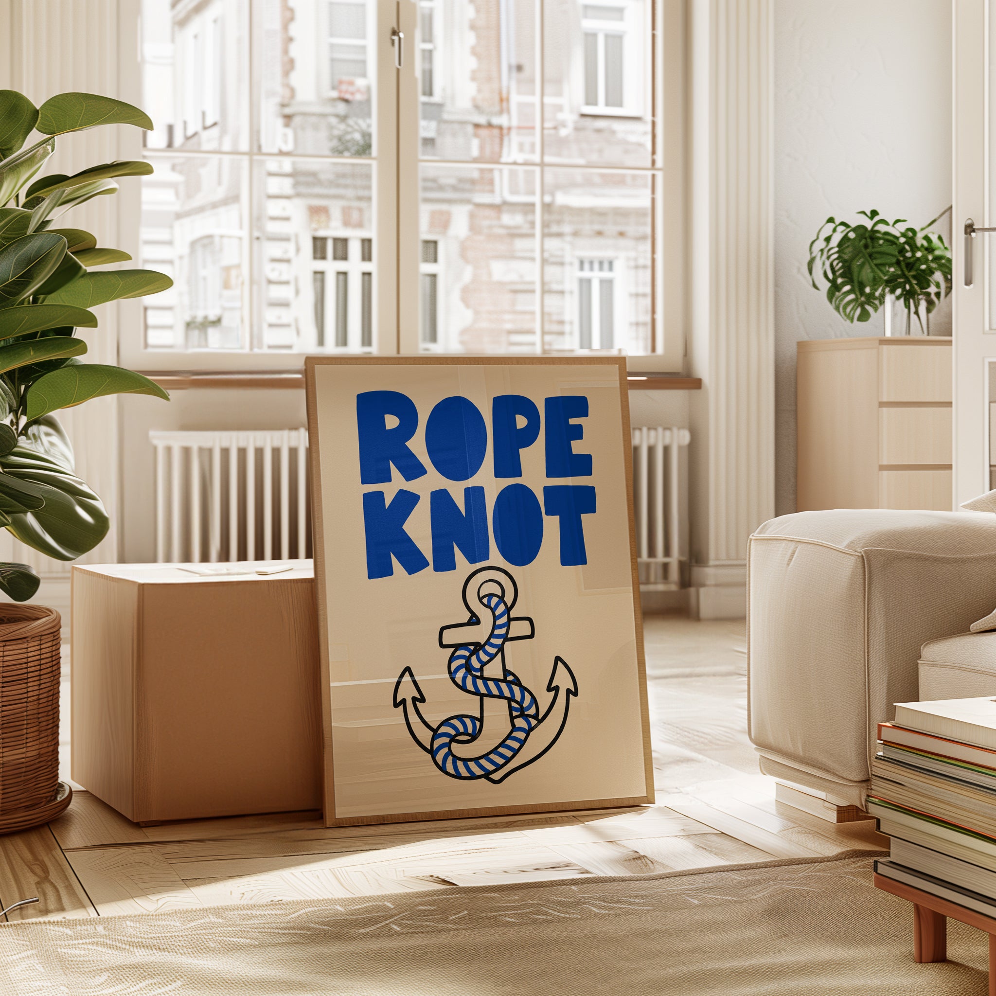 Nautical Wall Art – Rope Knot Anchor Print - interior