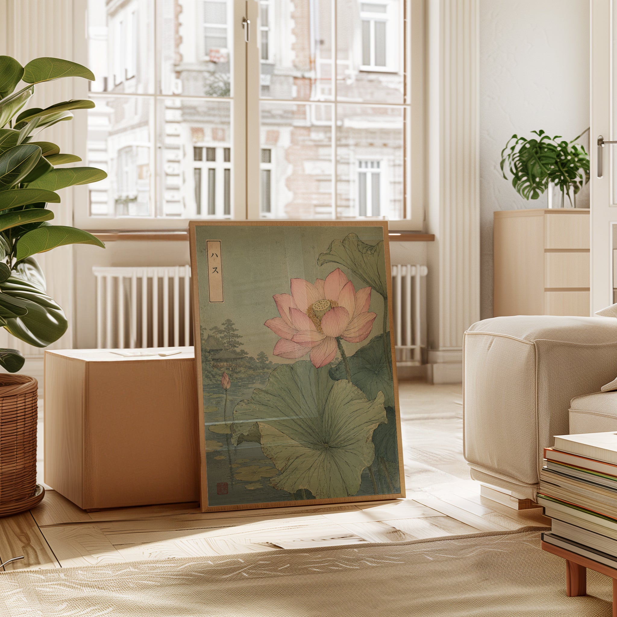 Lotus Flower Japanese Print — Vintage Botanical Illustration - interior