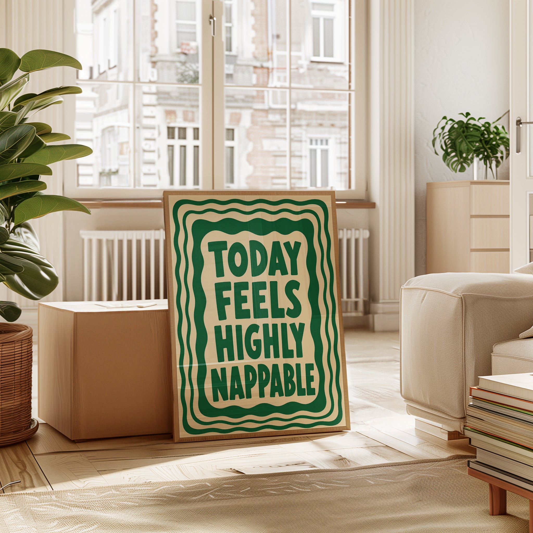 Motivational Typography Print: Retro Nap Quote (Green and Cream) - interior