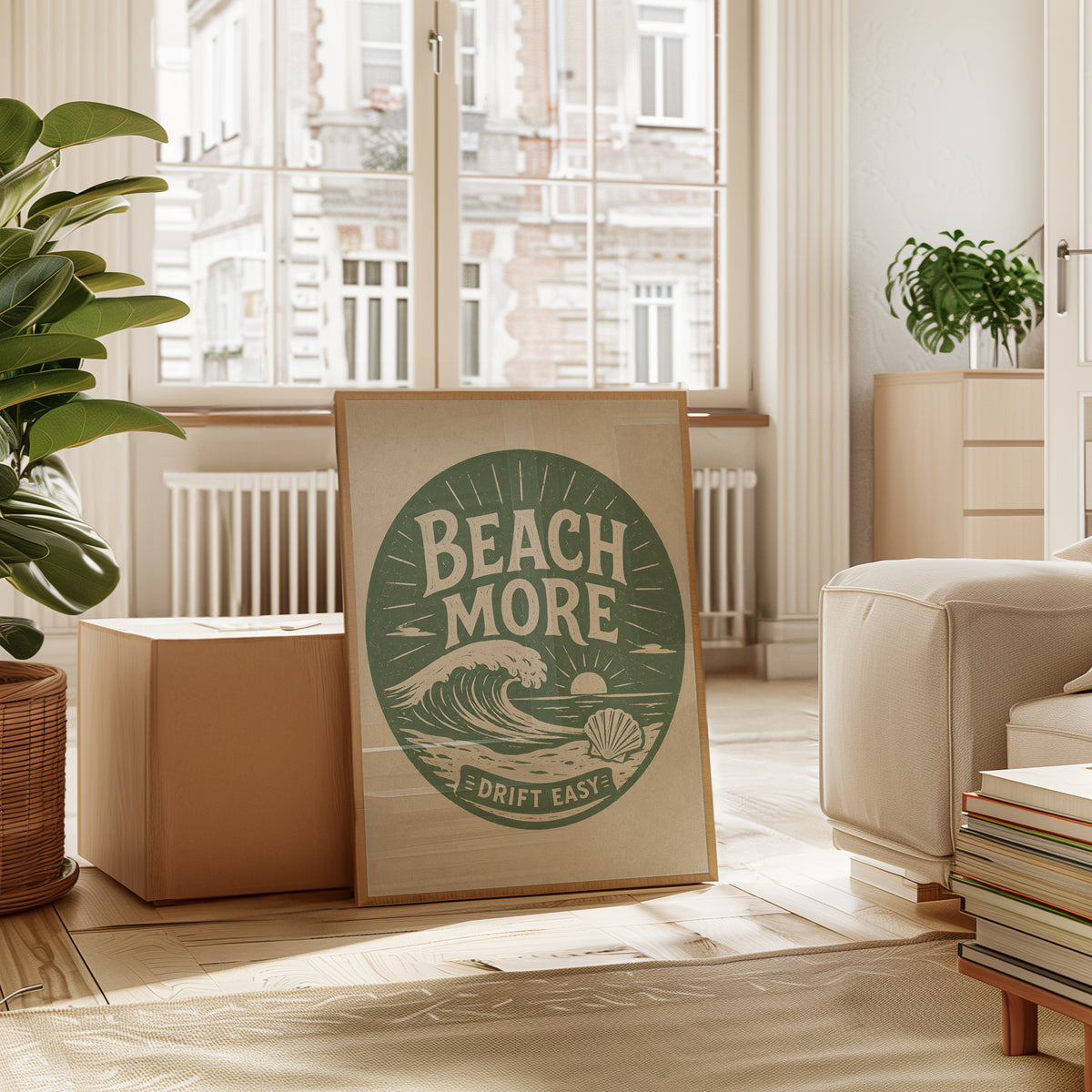 Beach Wall Art Print: Retro Surf Wave Typography - interior