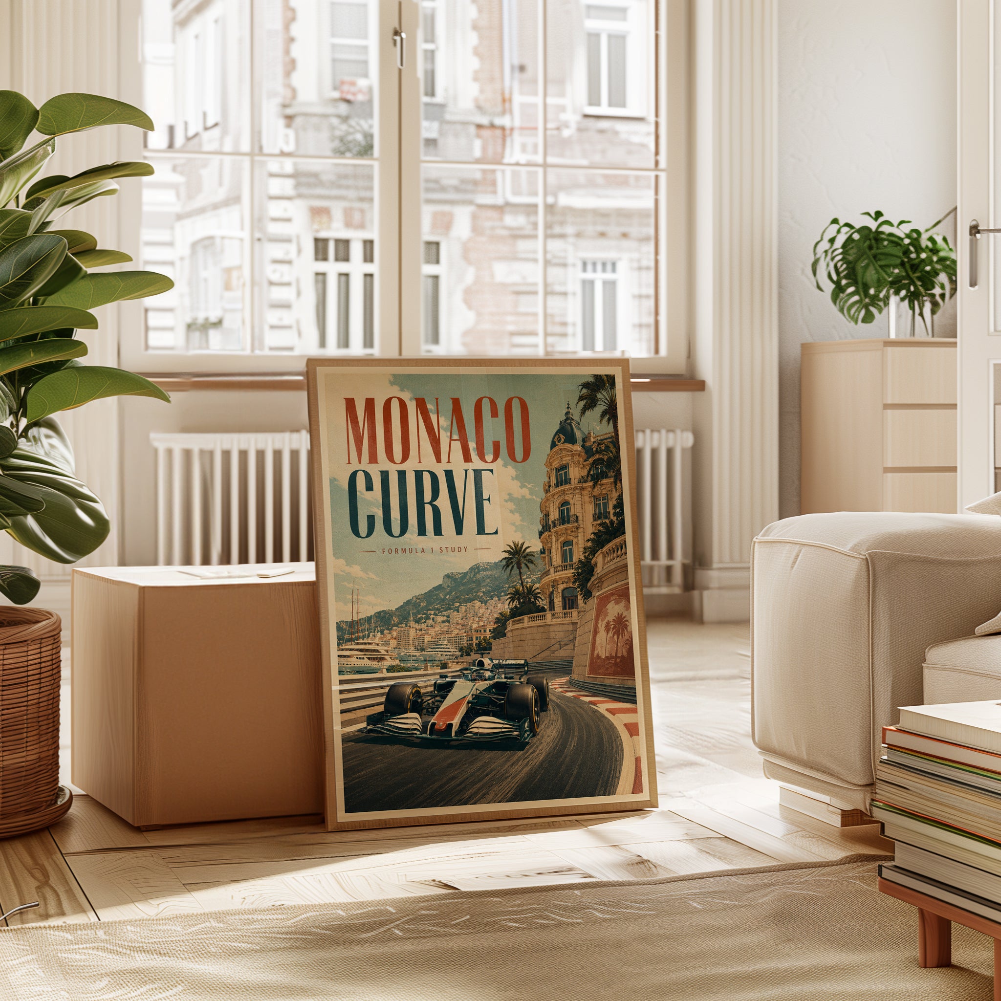 Monaco Grand Prix Print: Retro Formula 1 Racing - interior