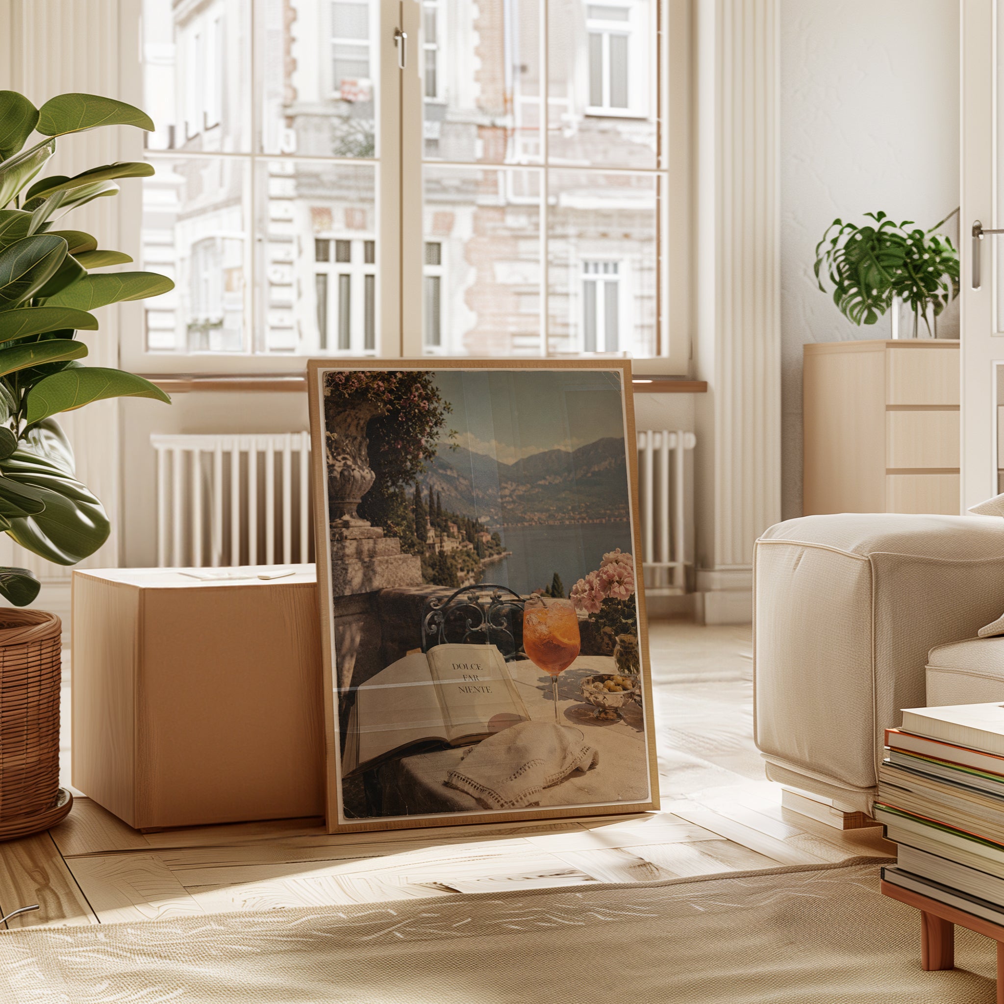 Italian Terrace Print – Lake View Wall Art - interior