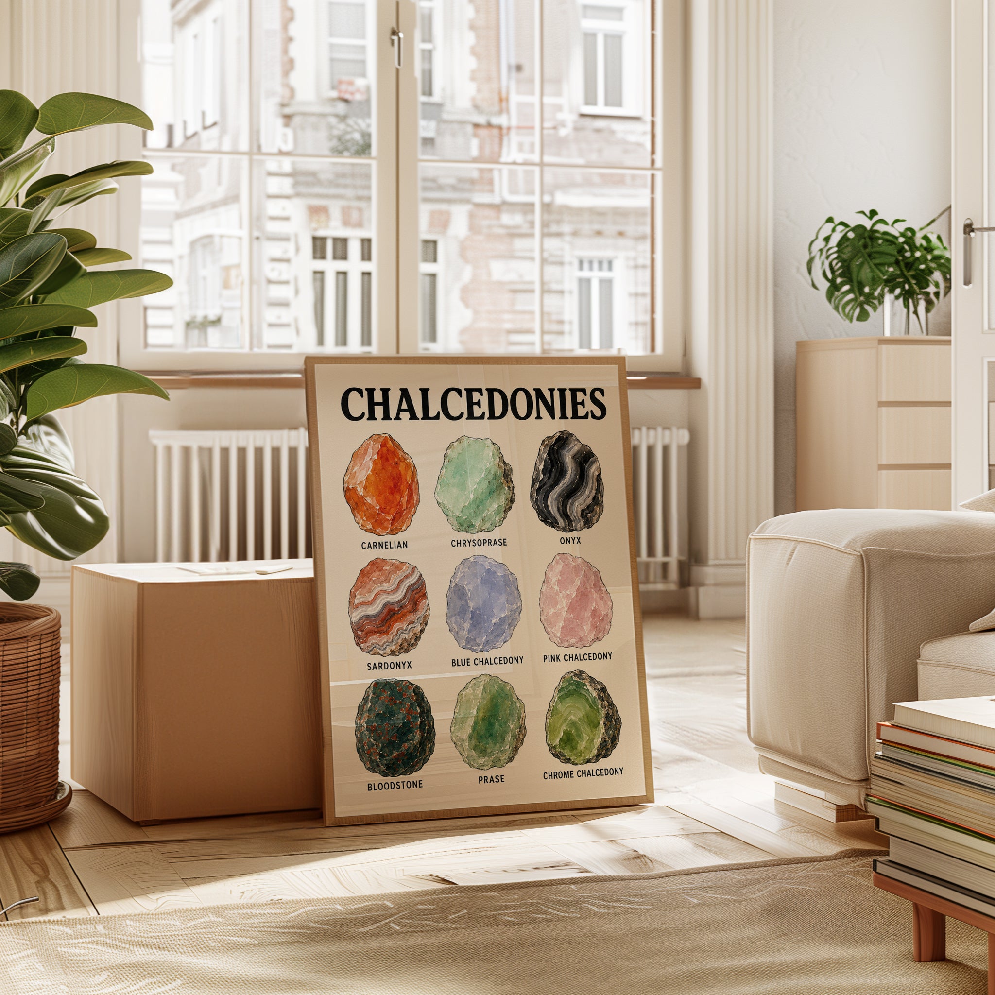 Chalcedony Stone Collection Print: Vintage Geology Chart Art - interior