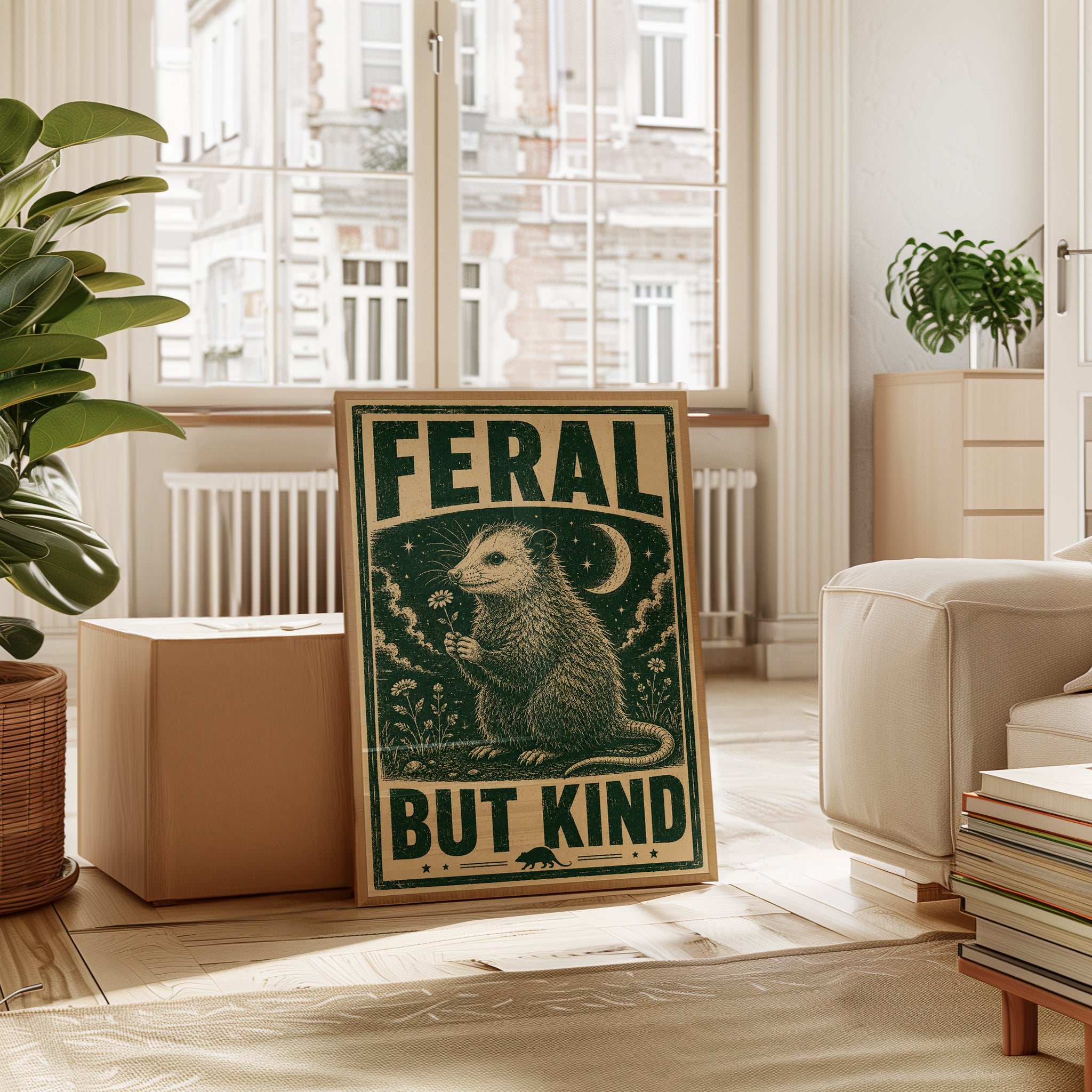 Possum Wall Art: Vintage Folk Style - interior