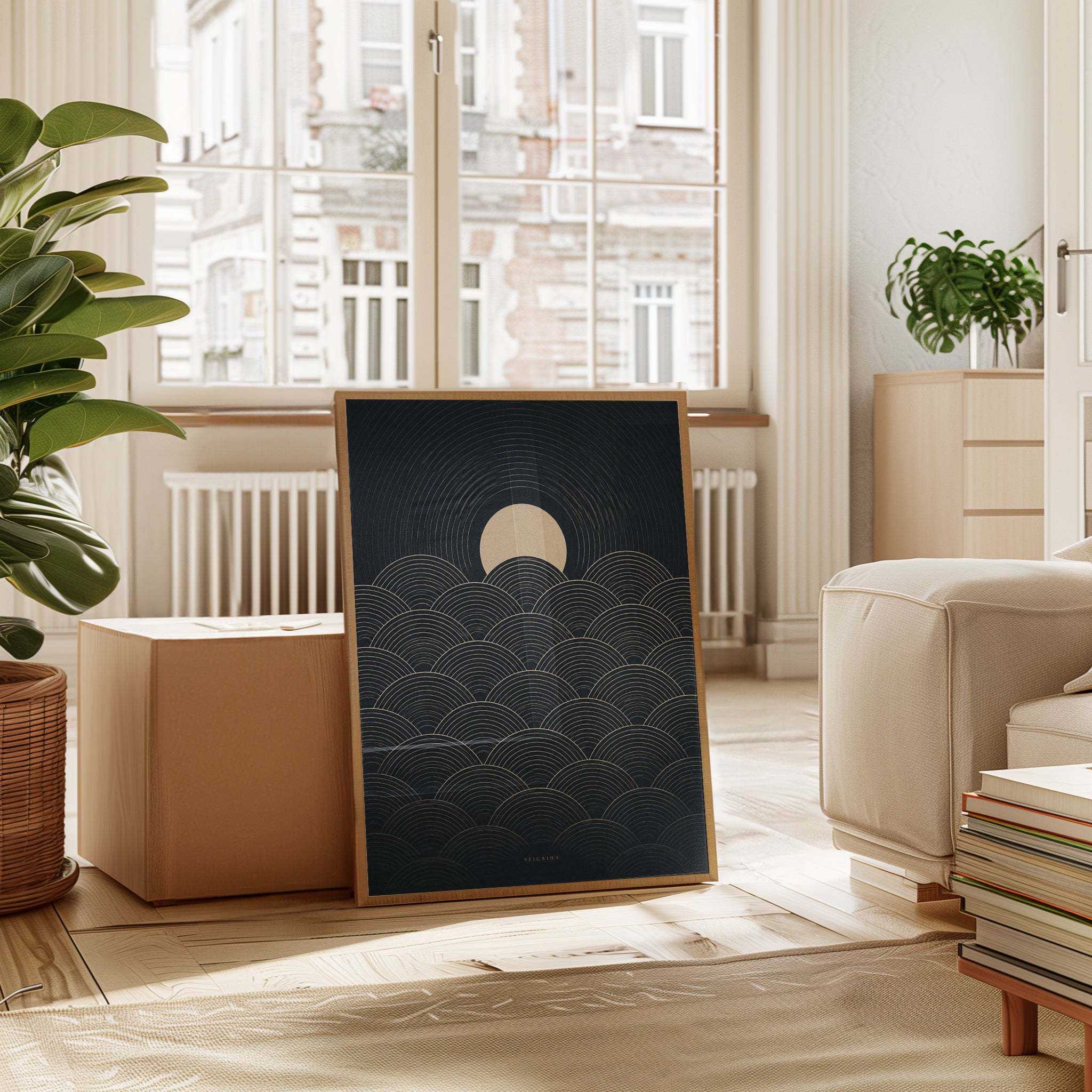 Wave Art Print: Japanese Seigaiha Pattern - interior