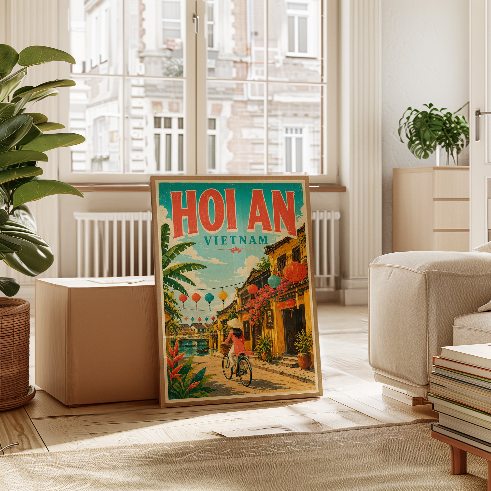 Hoi An Vietnam Travel Poster: Vintage Tropical Street Art Print - interior