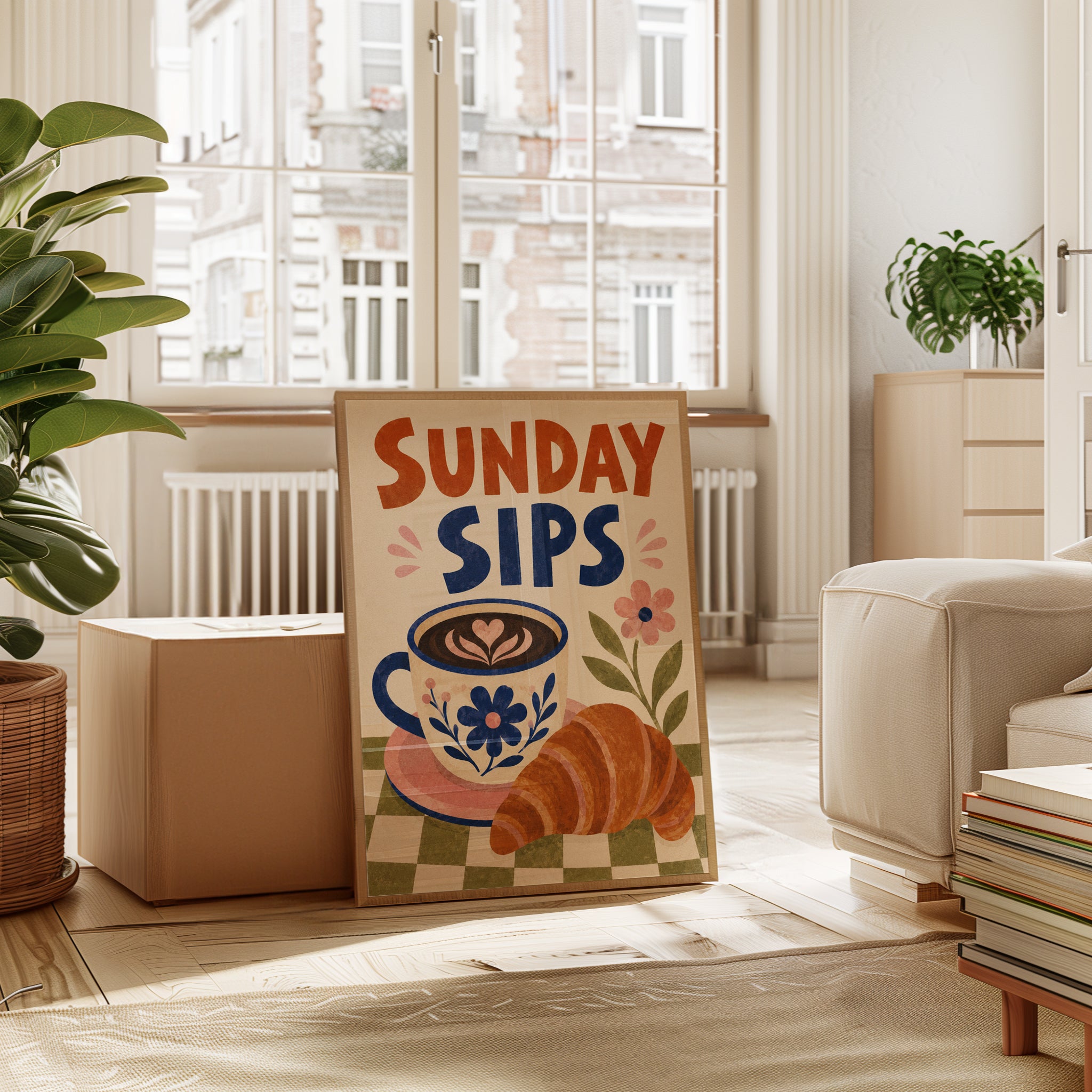 Coffee Wall Art – Sunday Sips Kitchen Print - interior