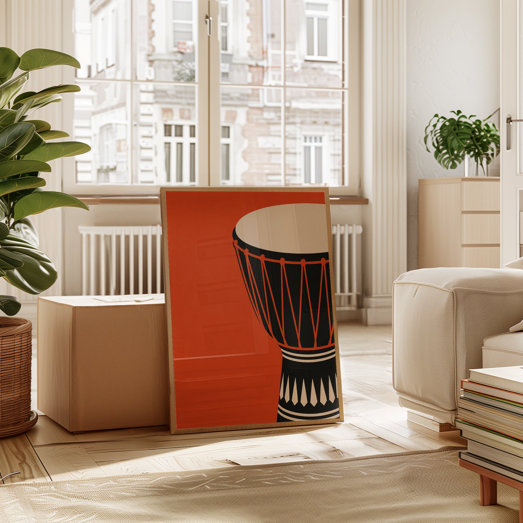 African Drum Wall Art – Music Instrument Print - interior