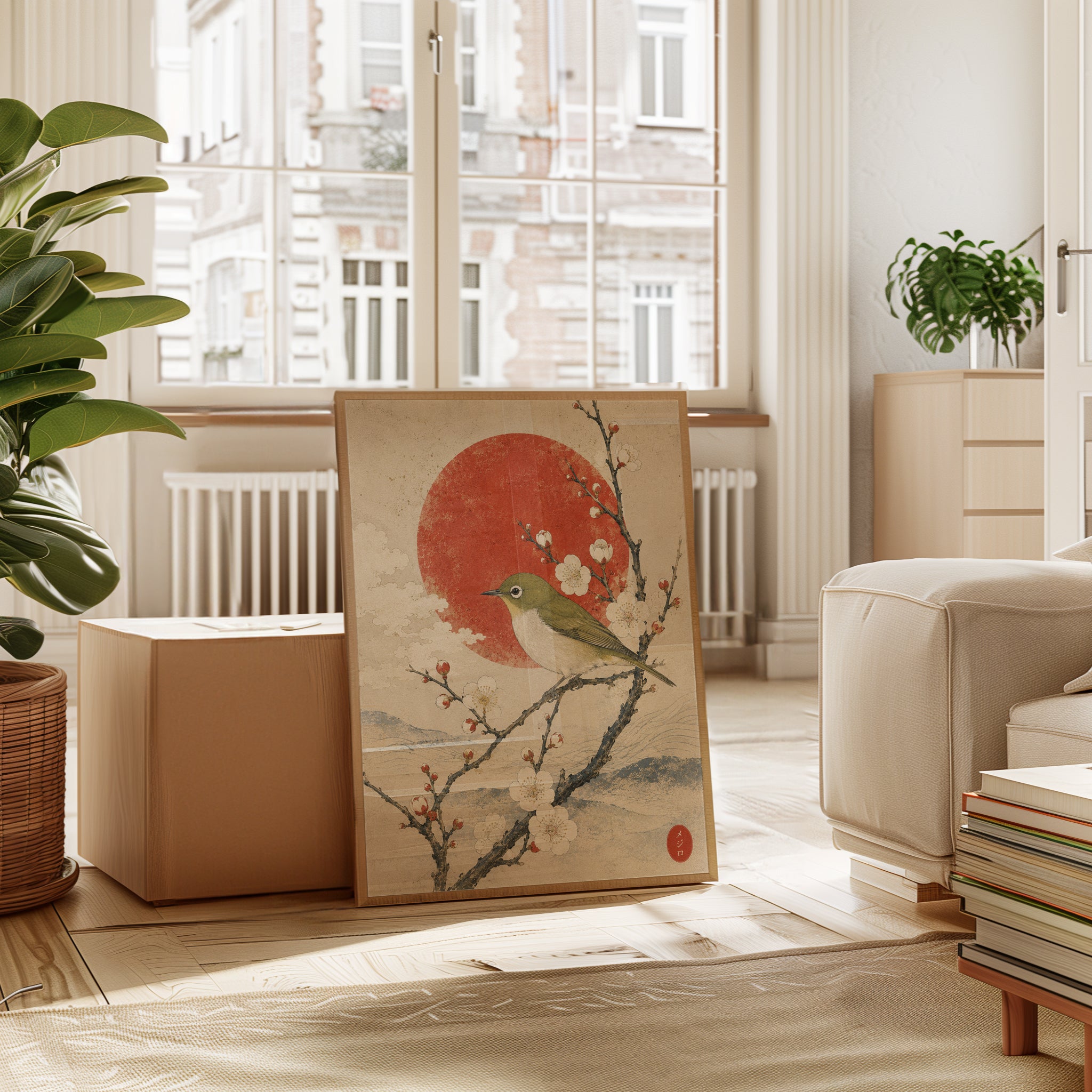 Japanese Bird and Plum Blossom Print - interior