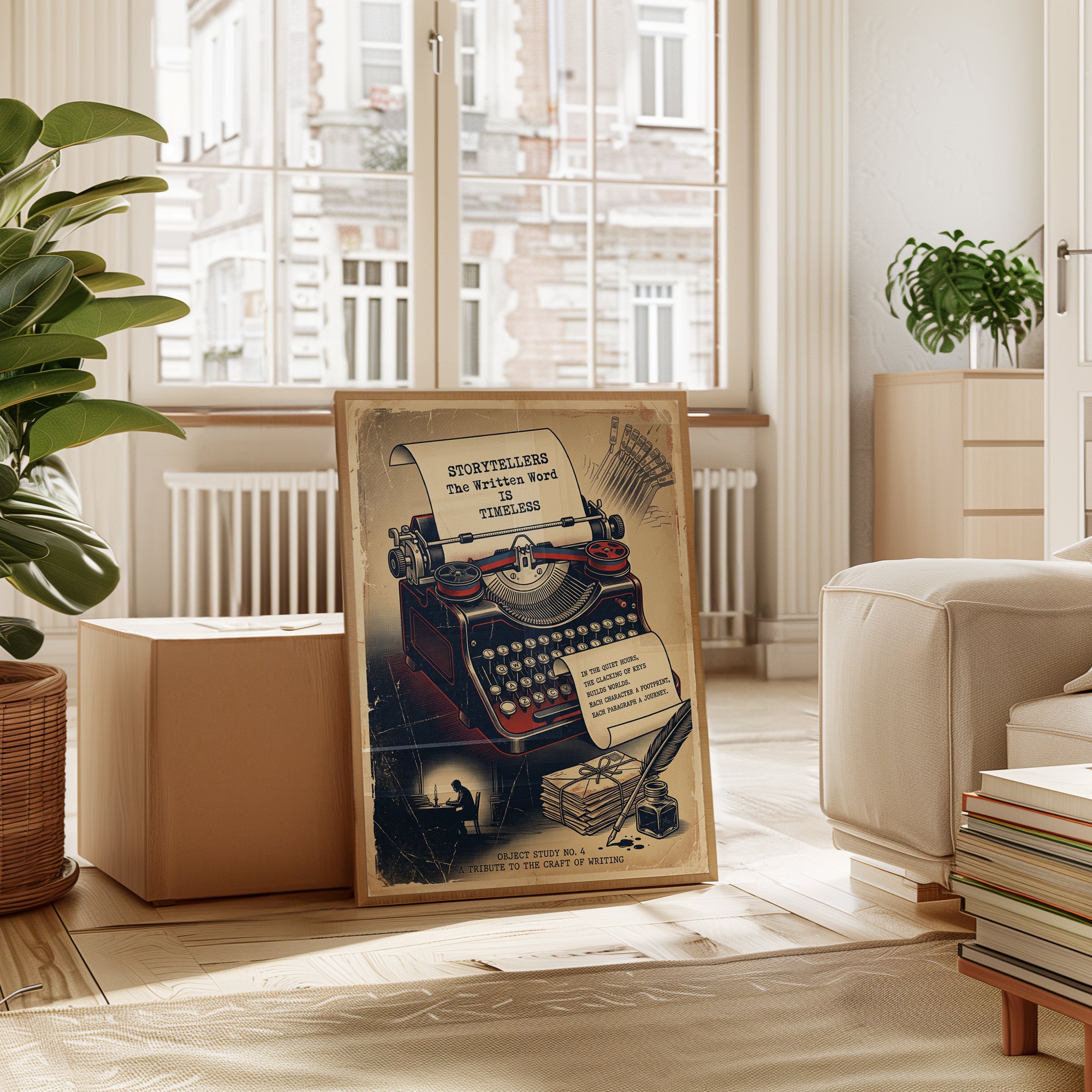 Vintage Typewriter Art Print: Retro Storytellers Poster - interior