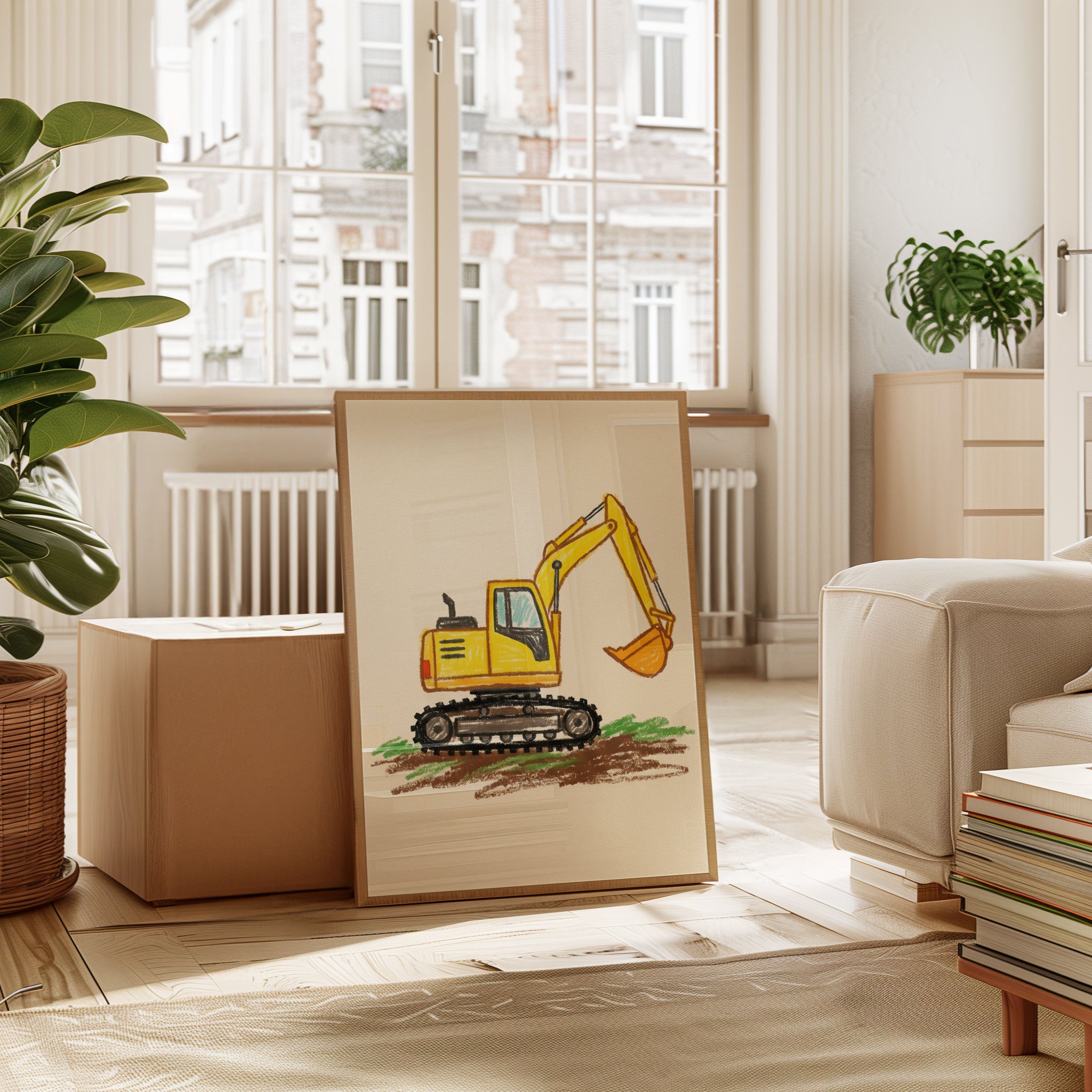 Excavator Wall Art – Construction Truck Print - interior