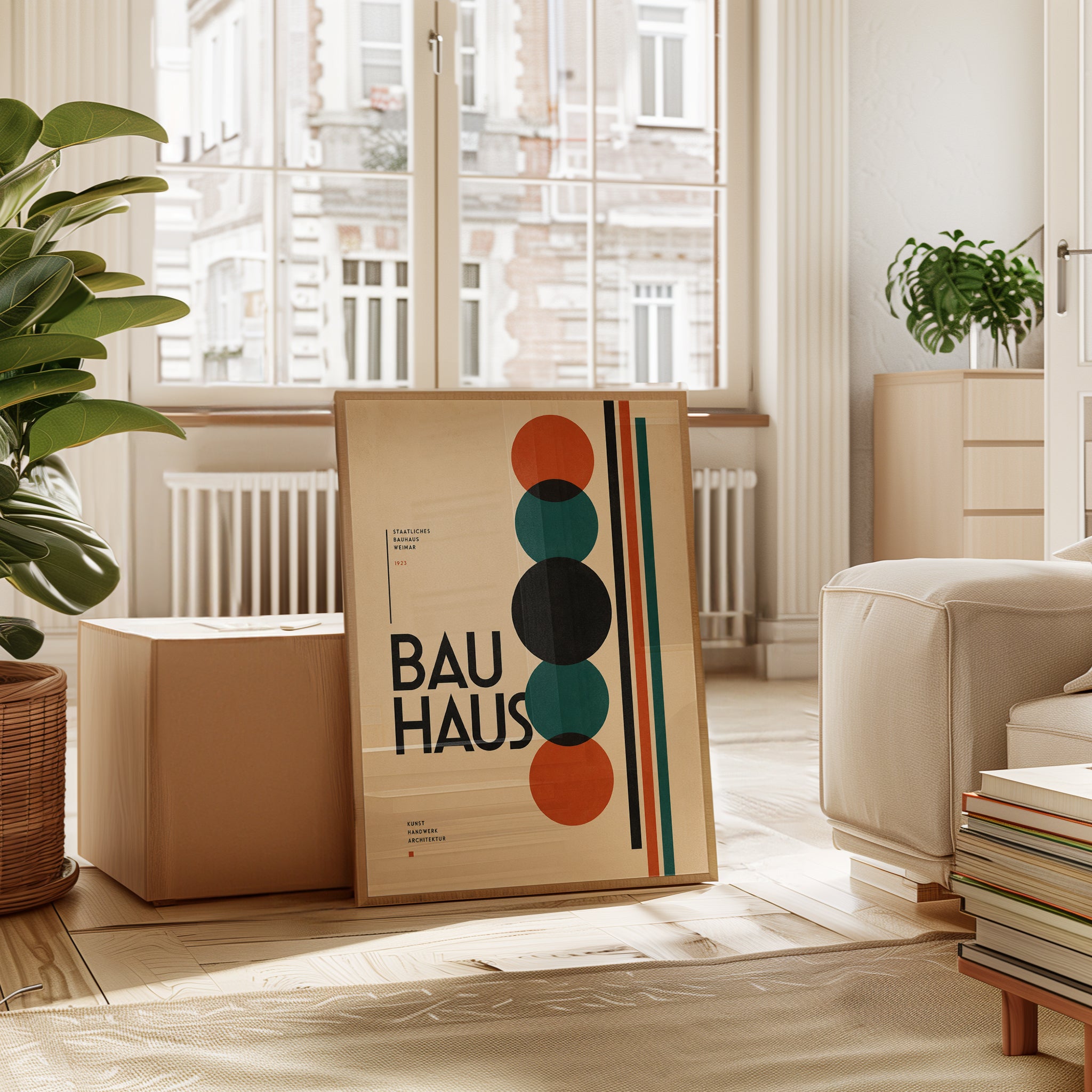 Bauhaus Geometric Circle Poster: Modernist Design Wall Art - interior