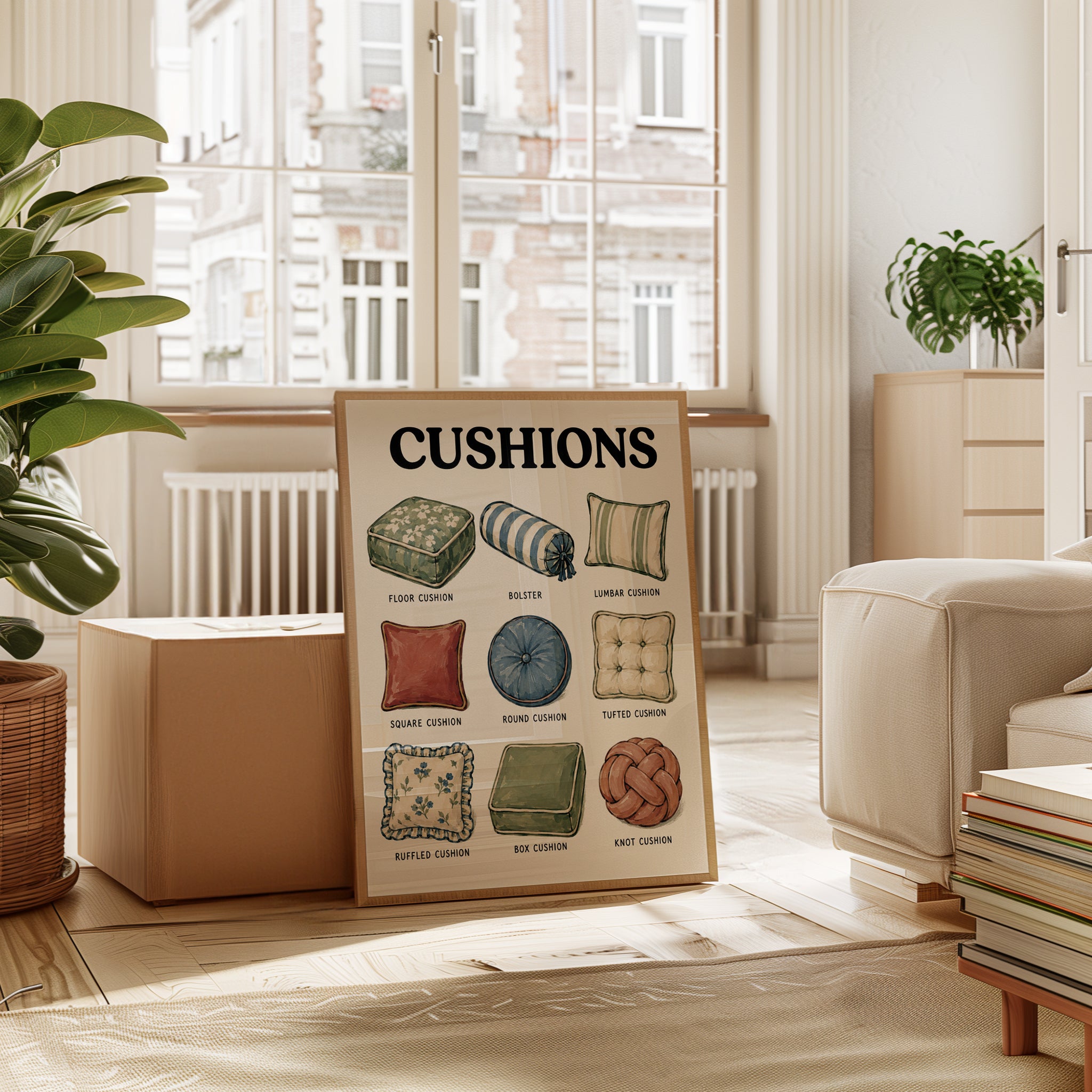 Cushion Types Poster – Home Decor Chart - interior