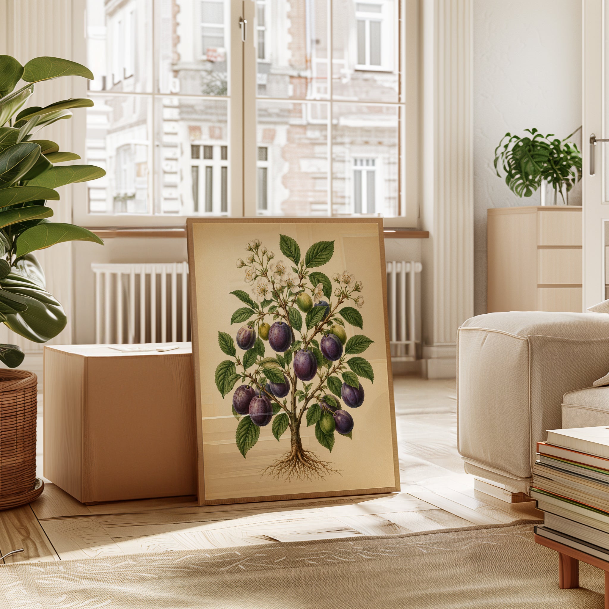 Plum Tree Botanical Print: Vintage Fruit Illustration Art - interior