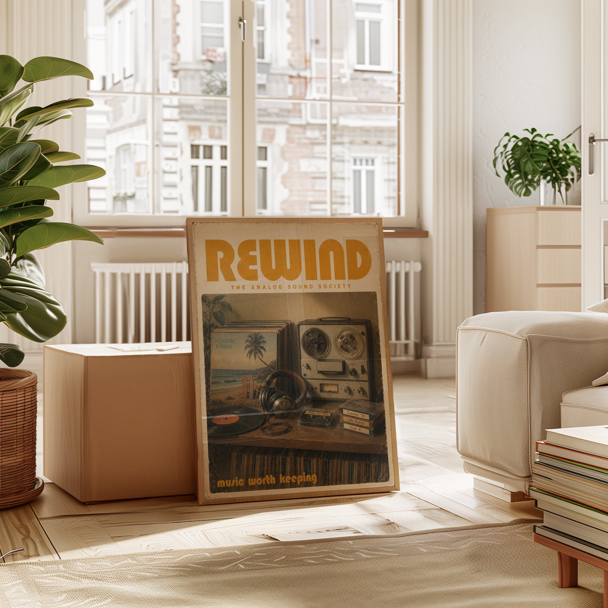Vintage Analog Audio Poster — Retro Reel-to-Reel & Vinyl - interior
