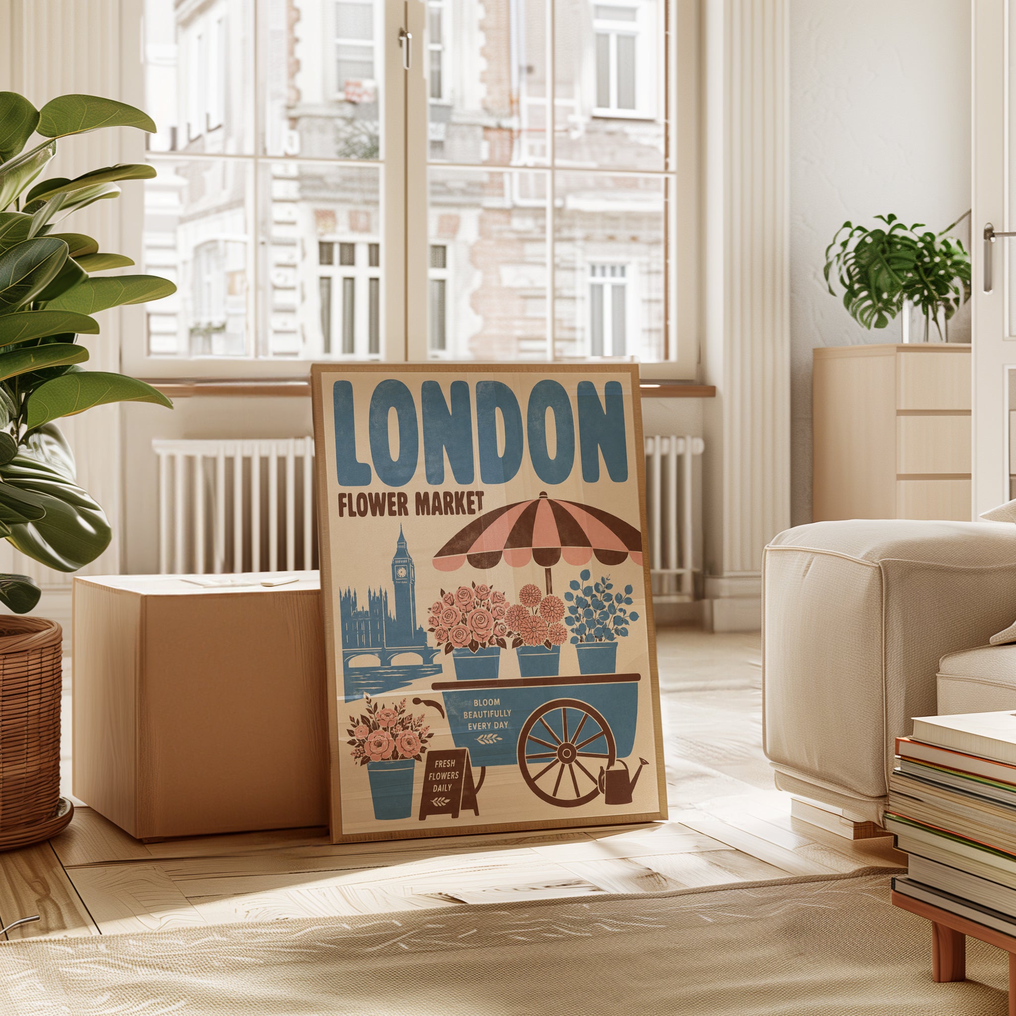 London Flower Market Print - interior