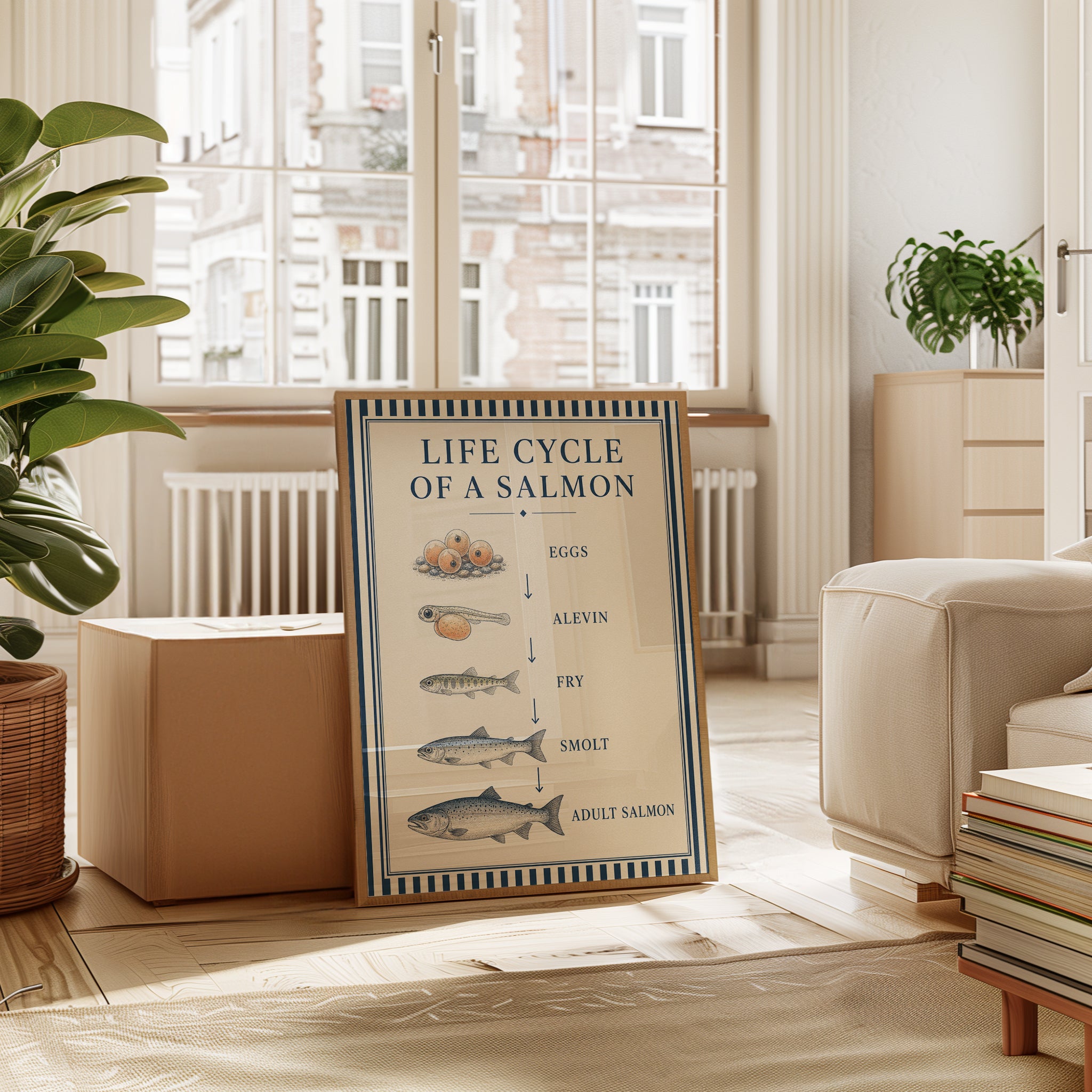Salmon Life Cycle Poster – Educational Fish Print - interior