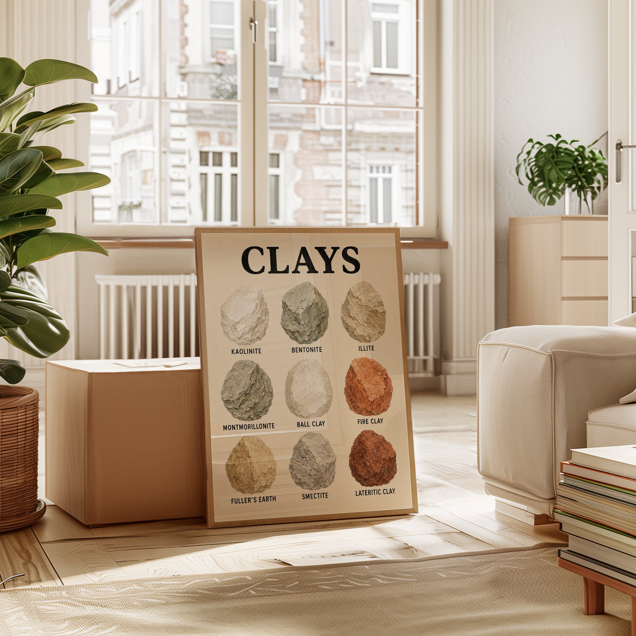 Clays Educational Poster: Vintage Geology Reference Art Print - interior