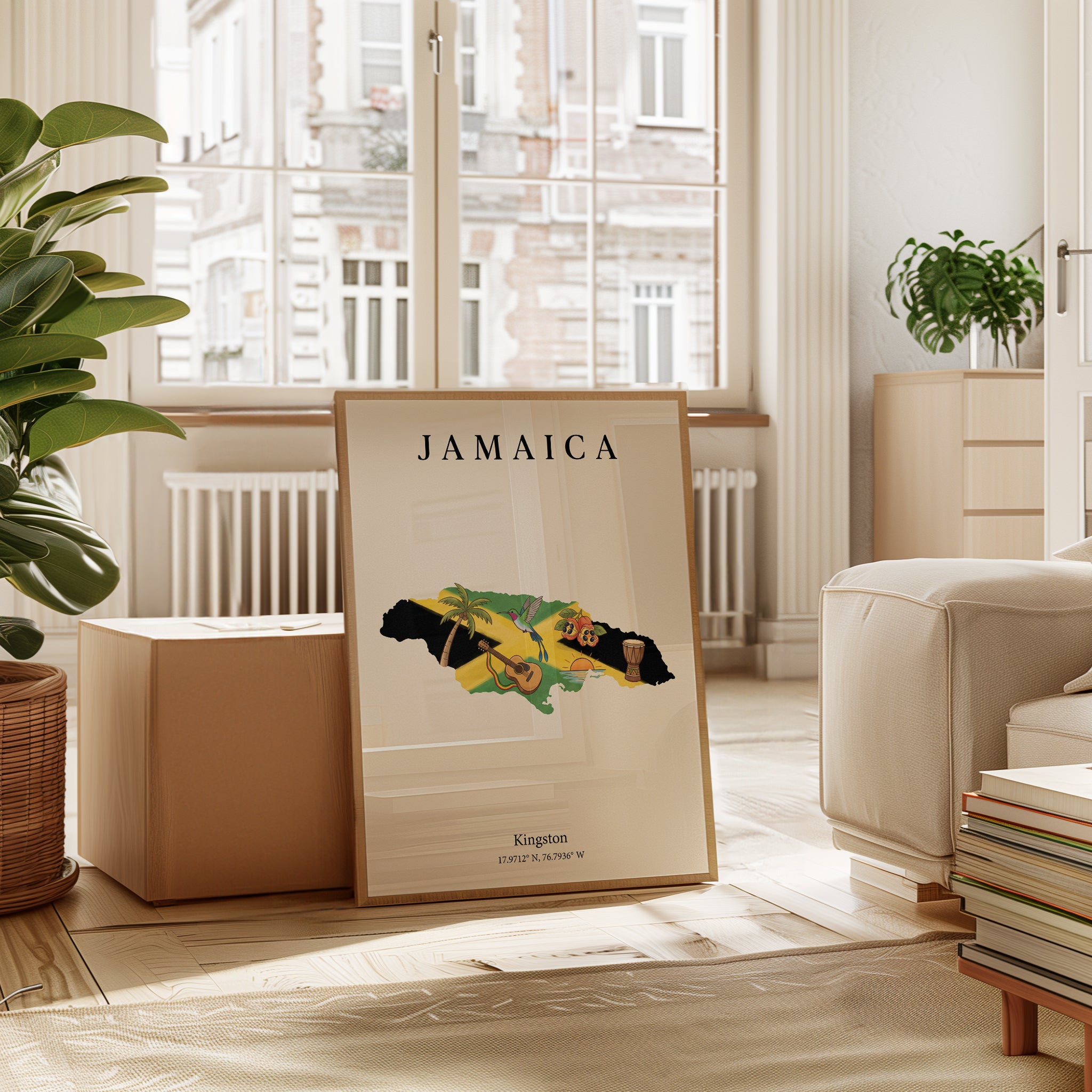 Jamaica Map Art Print – Kingston Coordinates - interior