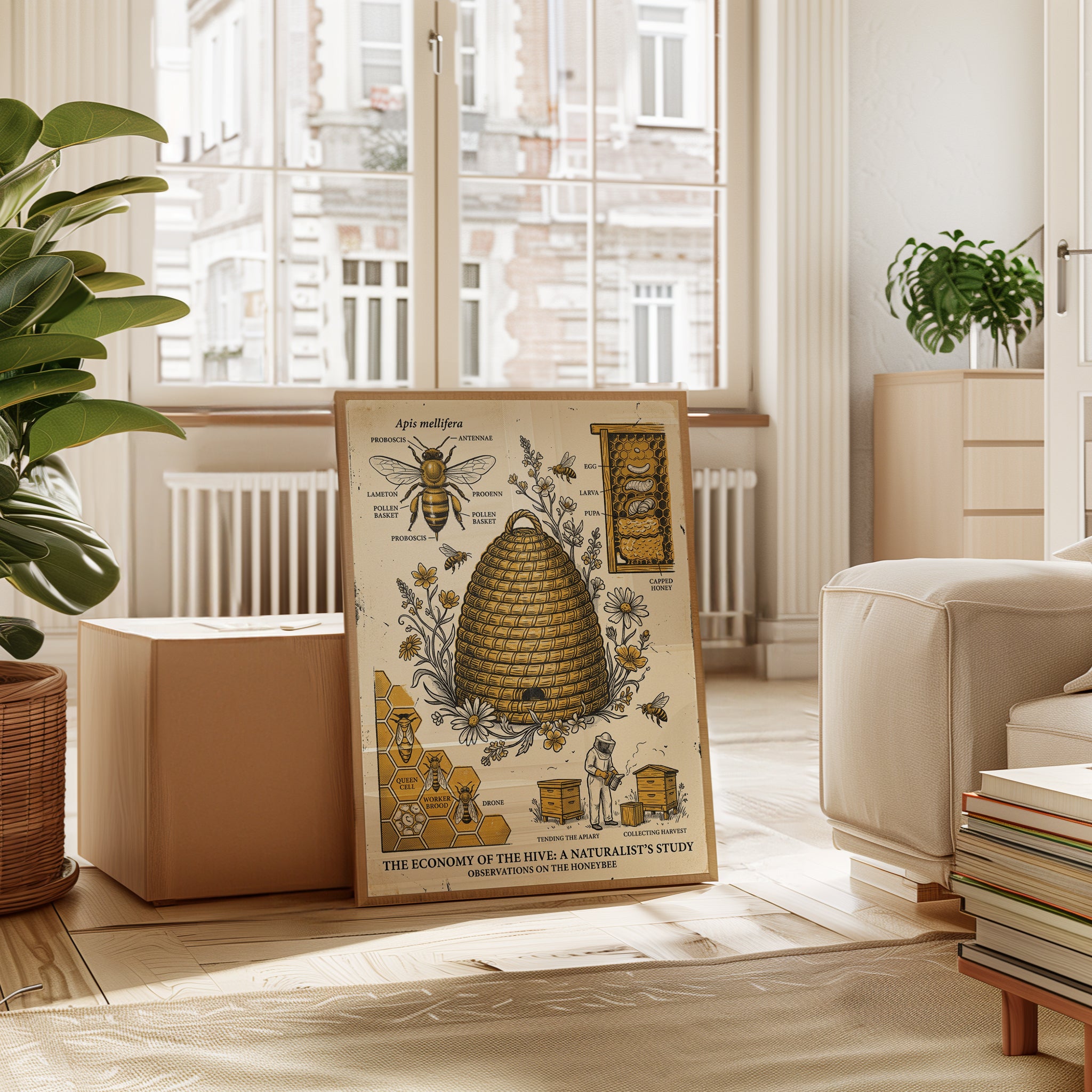 Honeybee Diagram Print — Vintage Scientific Illustration - interior