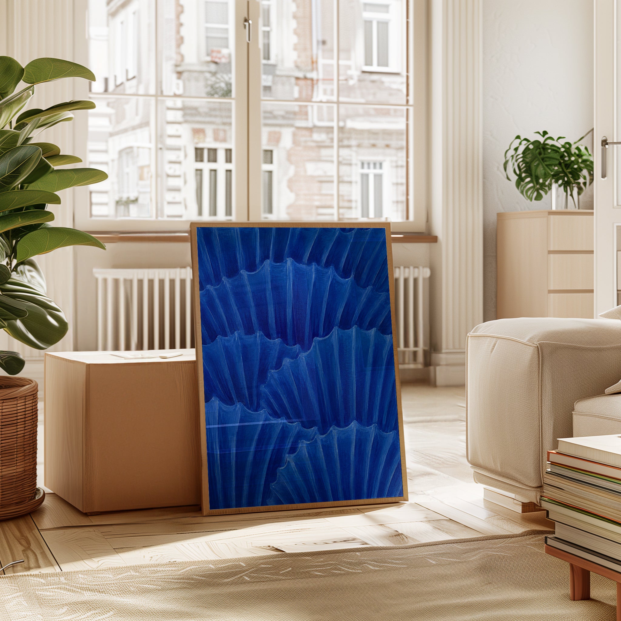 Cobalt Blue Abstract Art Print - interior
