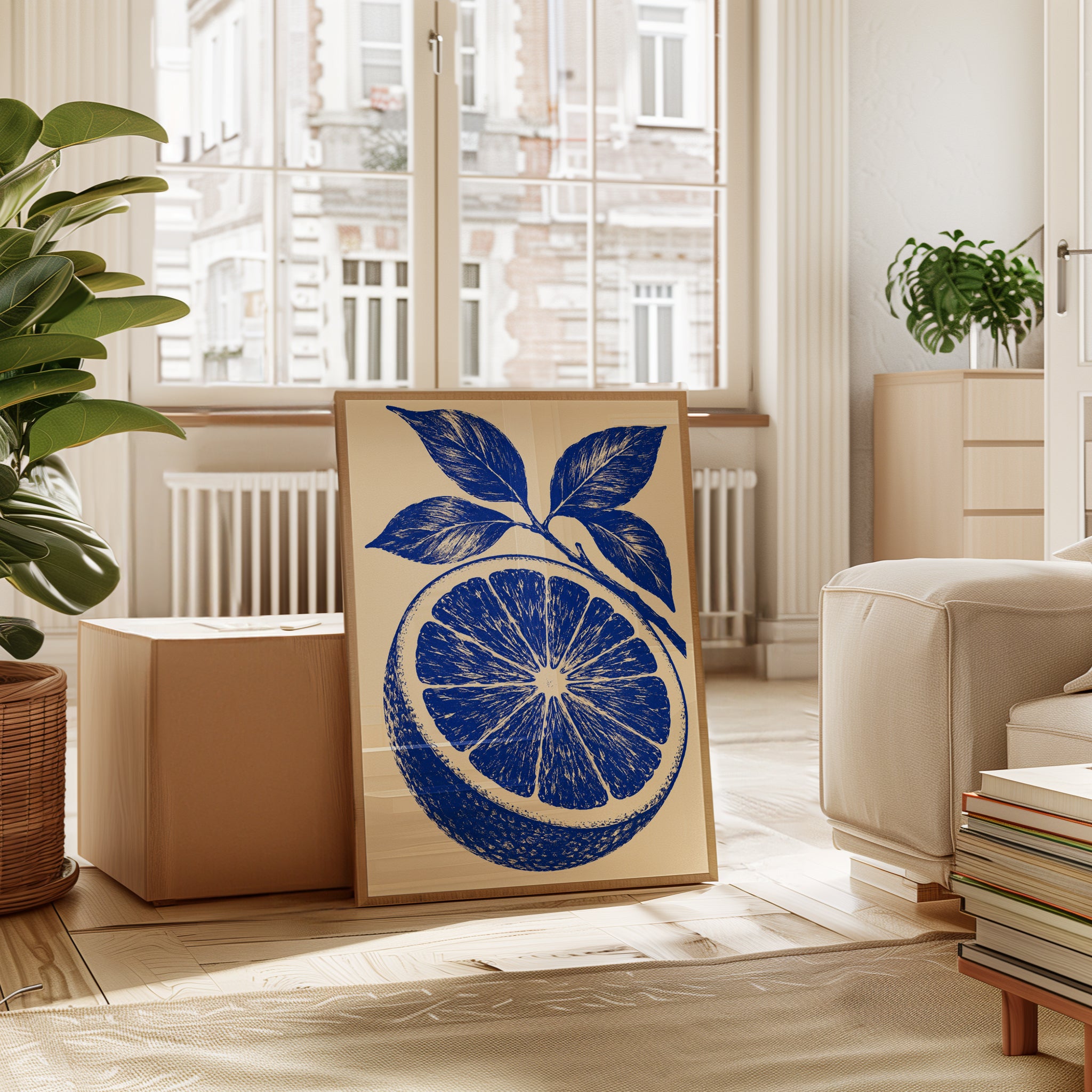 Lemon Print – Blue Kitchen Wall Art - interior