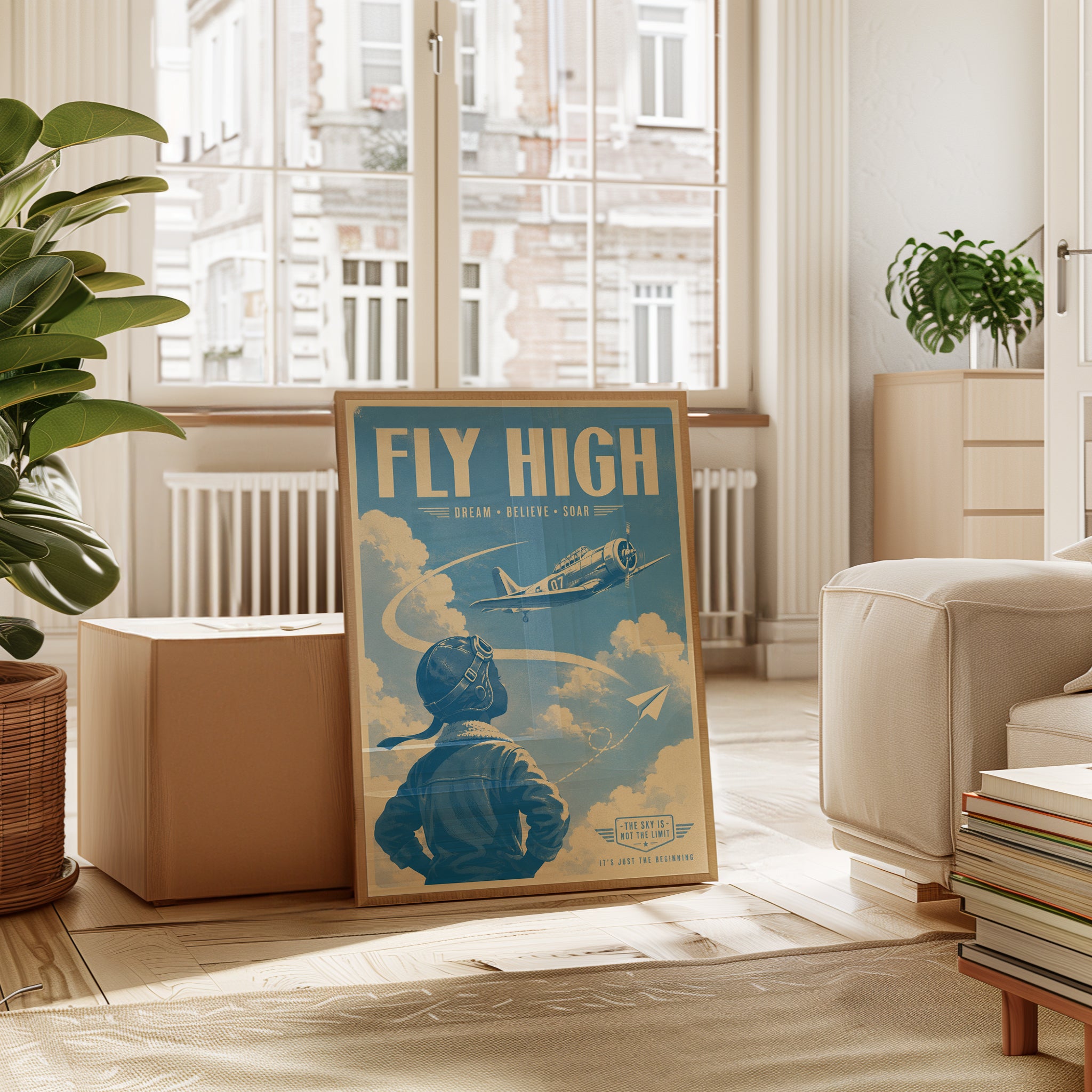 Fly High Vintage Aviation Poster: Retro Pilot Wall Art - interior