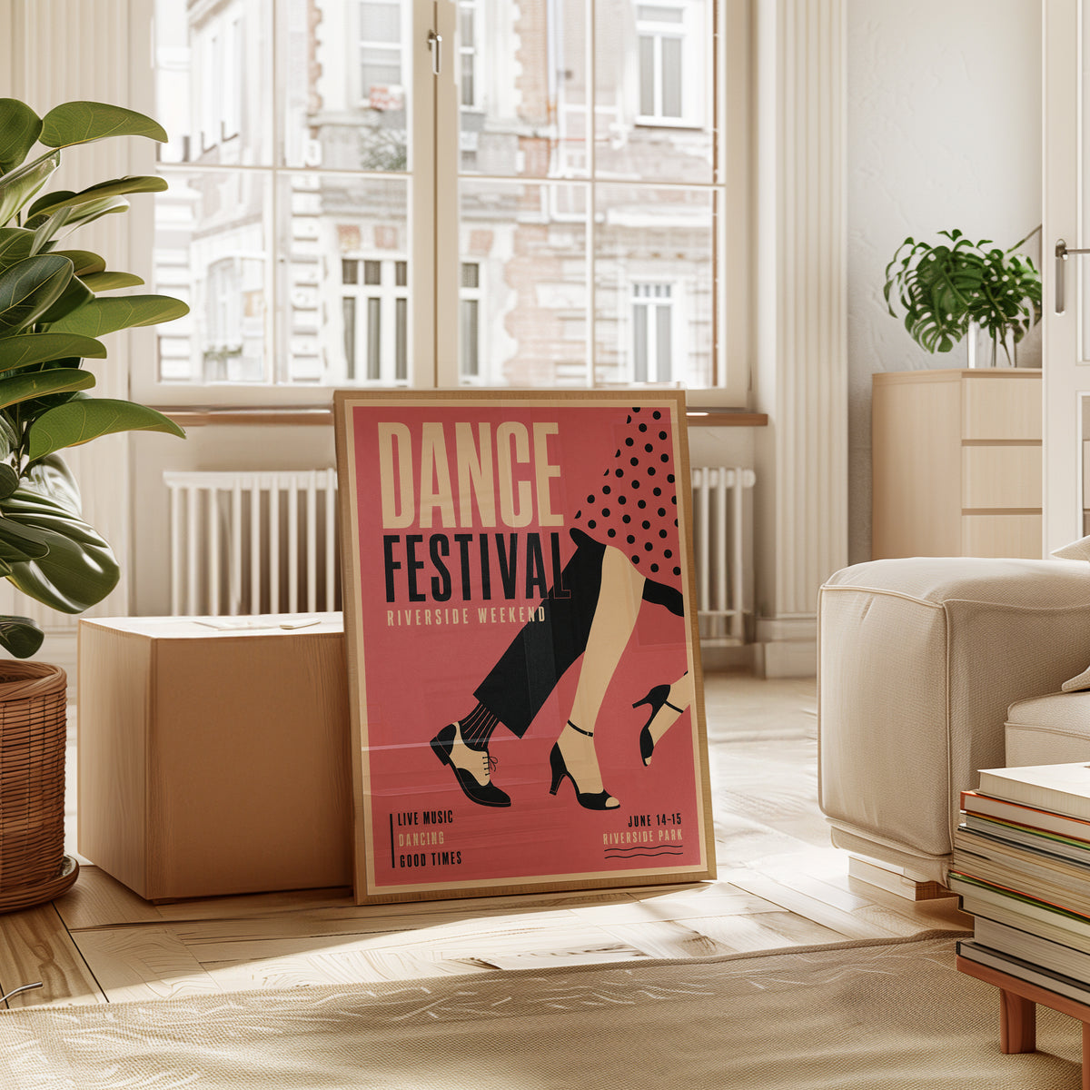 Retro Dance Festival Poster: Mid-Century Modern Typography - interior