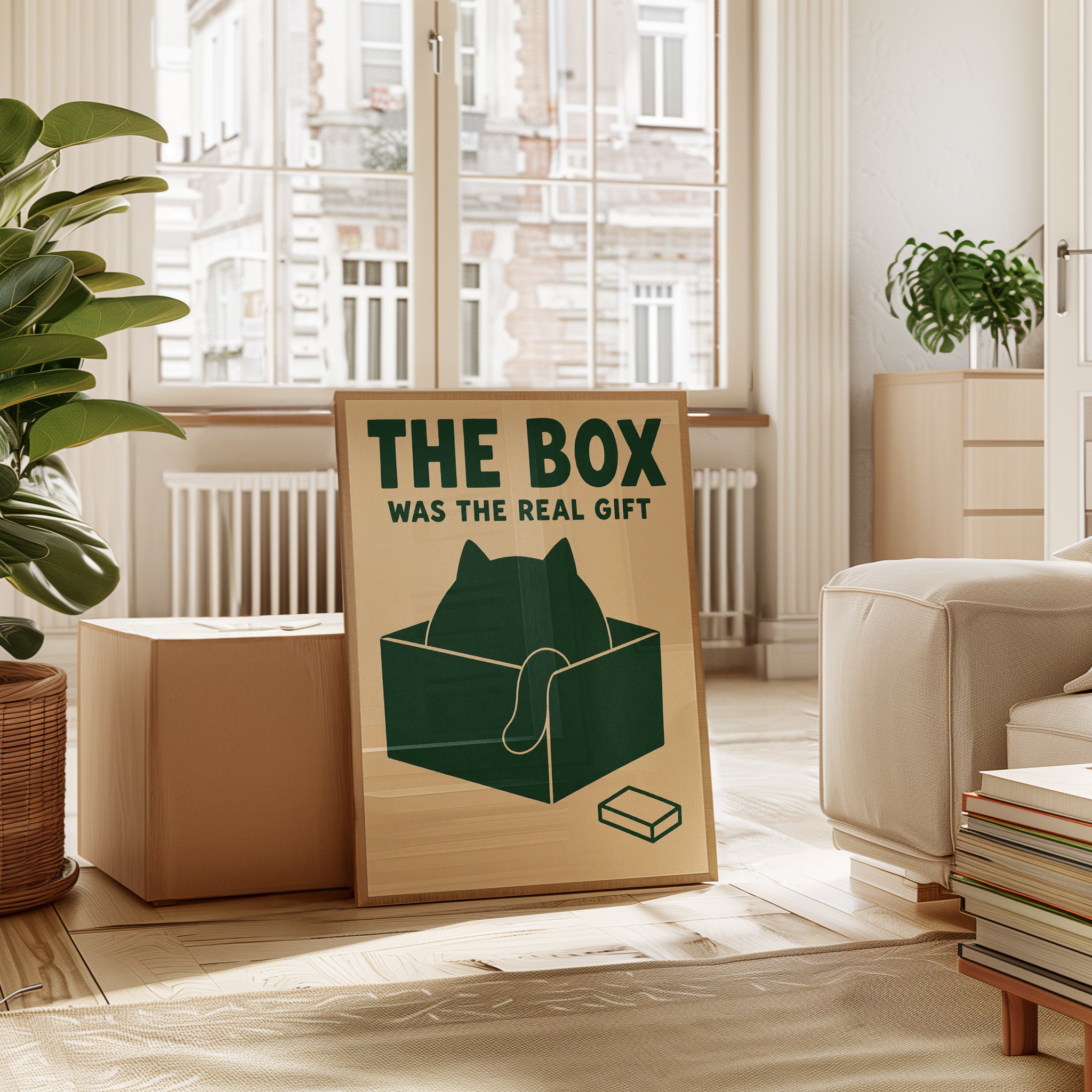 Cat In Box Poster - interior