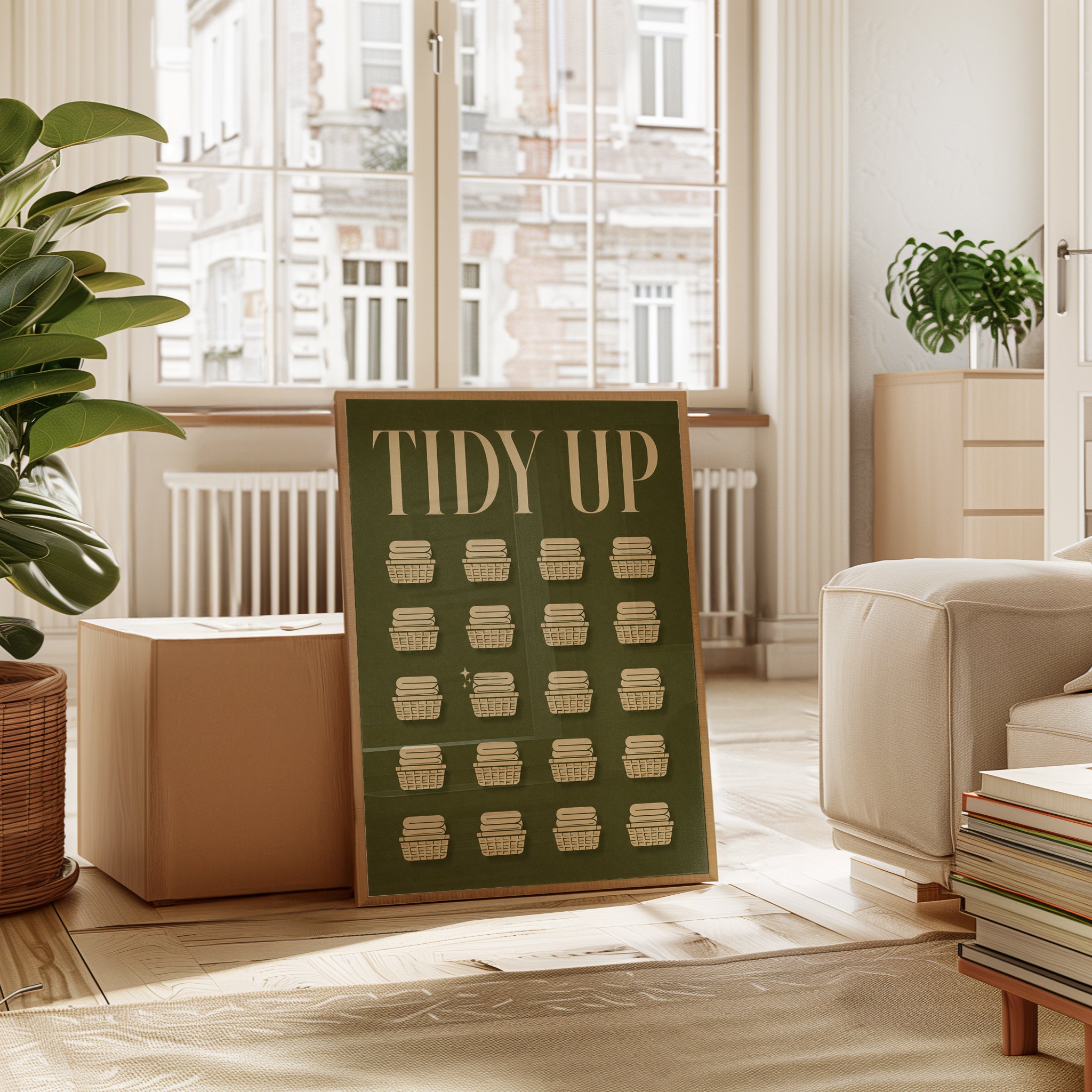 Laundry Room Tracker Print: Vintage Basket Design - interior