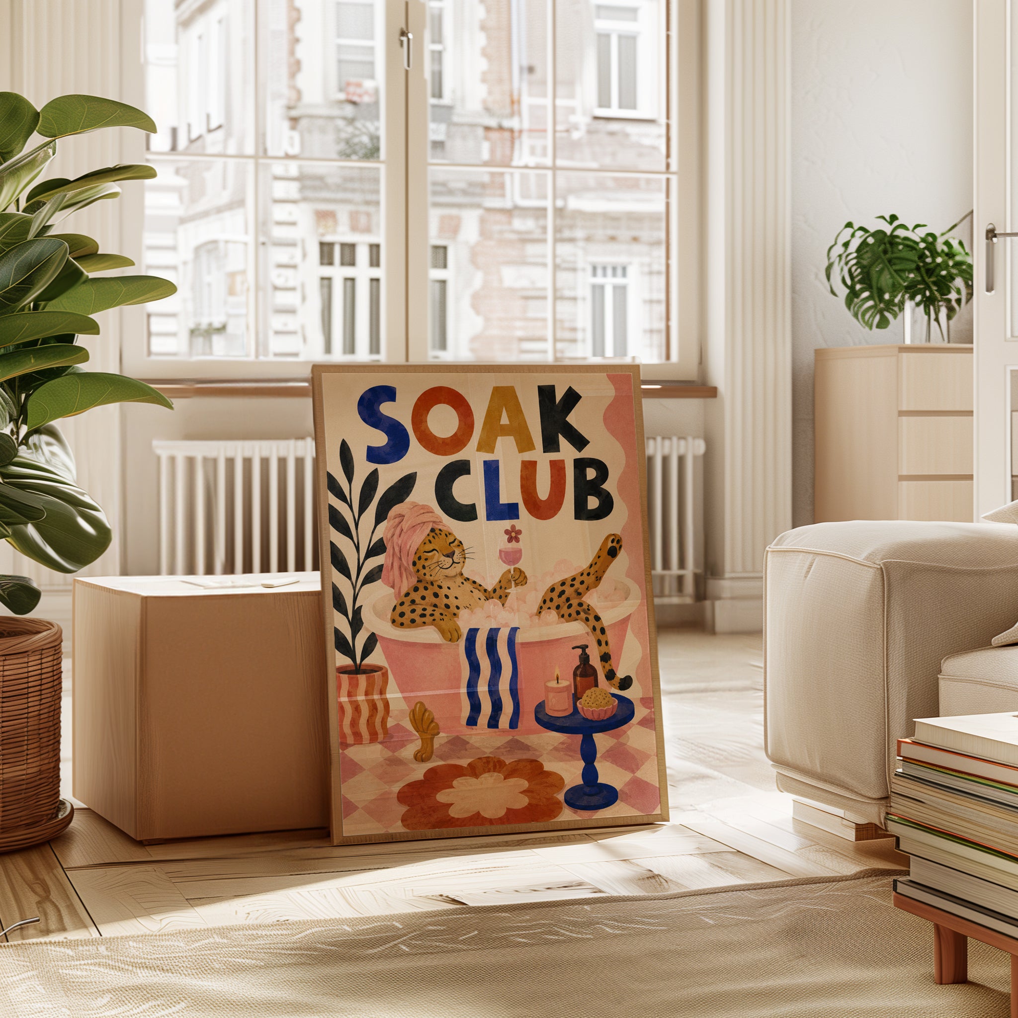 Soak Club Poster – Leopard Bathtub Print - interior