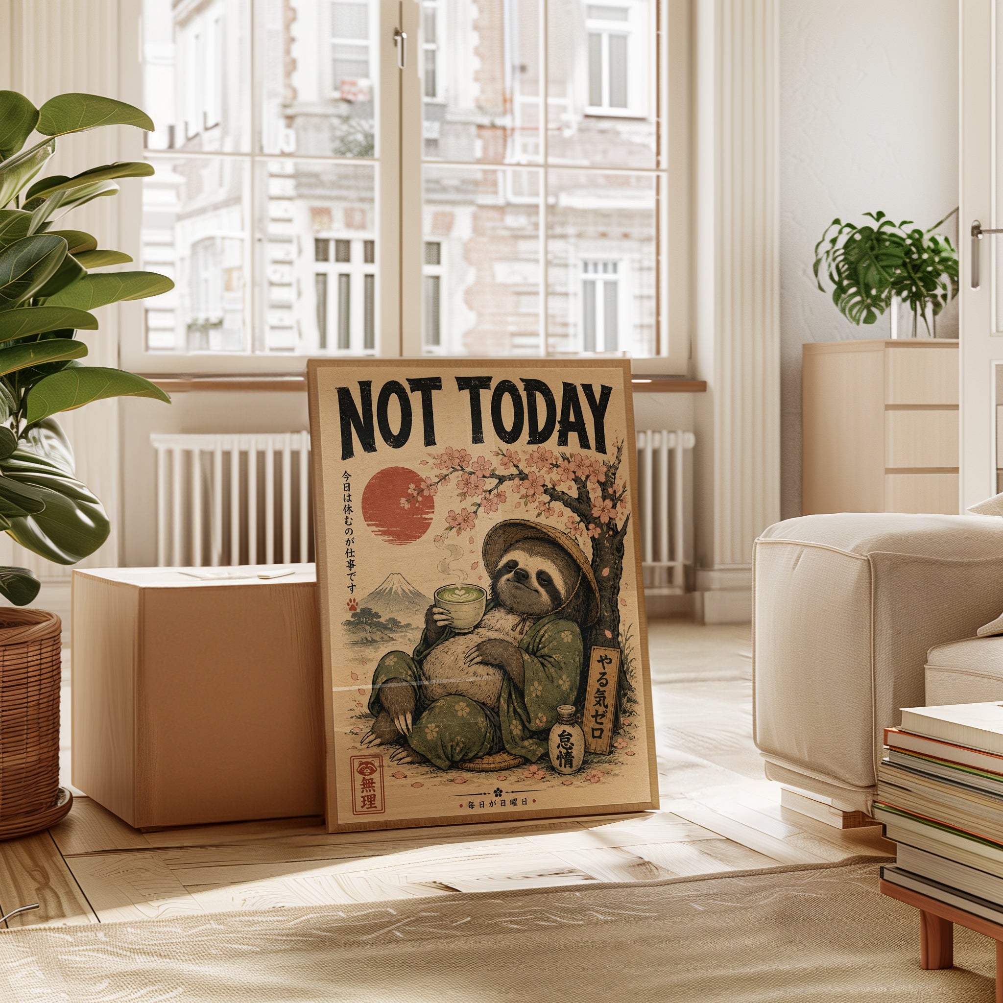 Sloth Wall Art – Japanese Inspired Print - interior