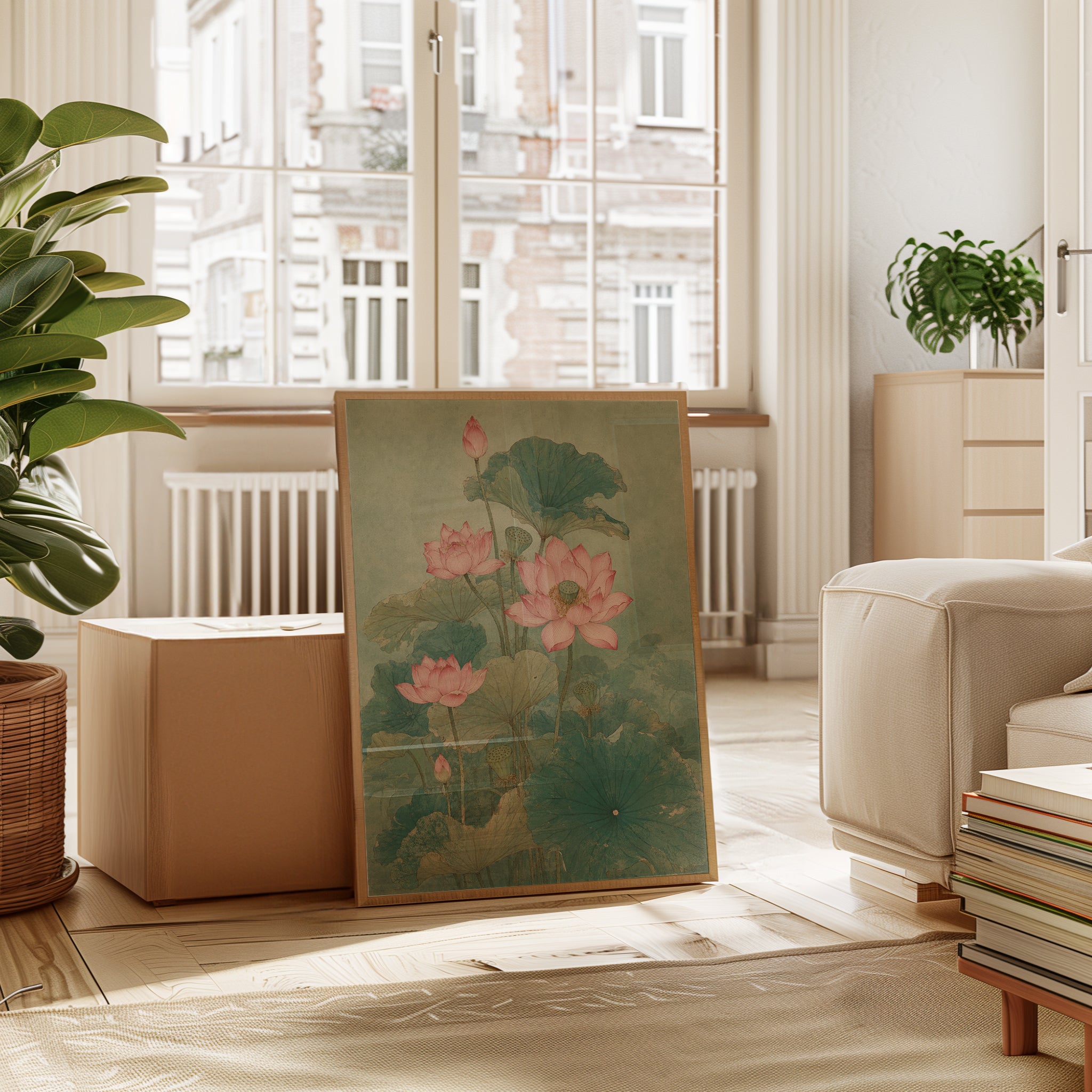 Lotus Flower Botanical Print — Vintage Asian Watercolor - interior