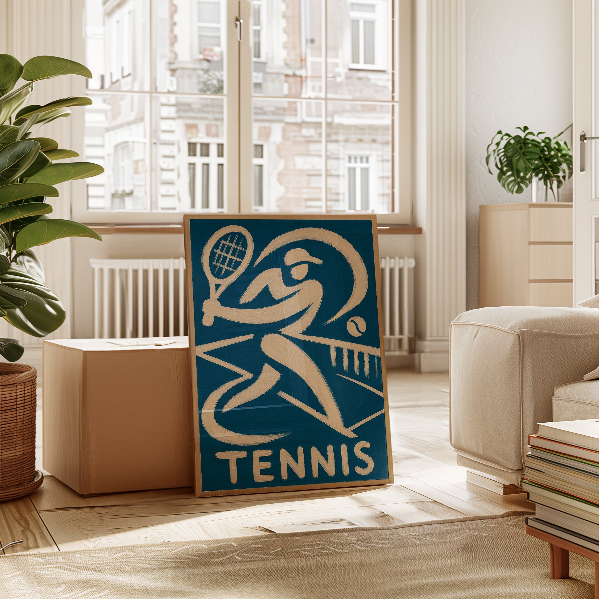 Retro Tennis Player Art Deco Print - interior