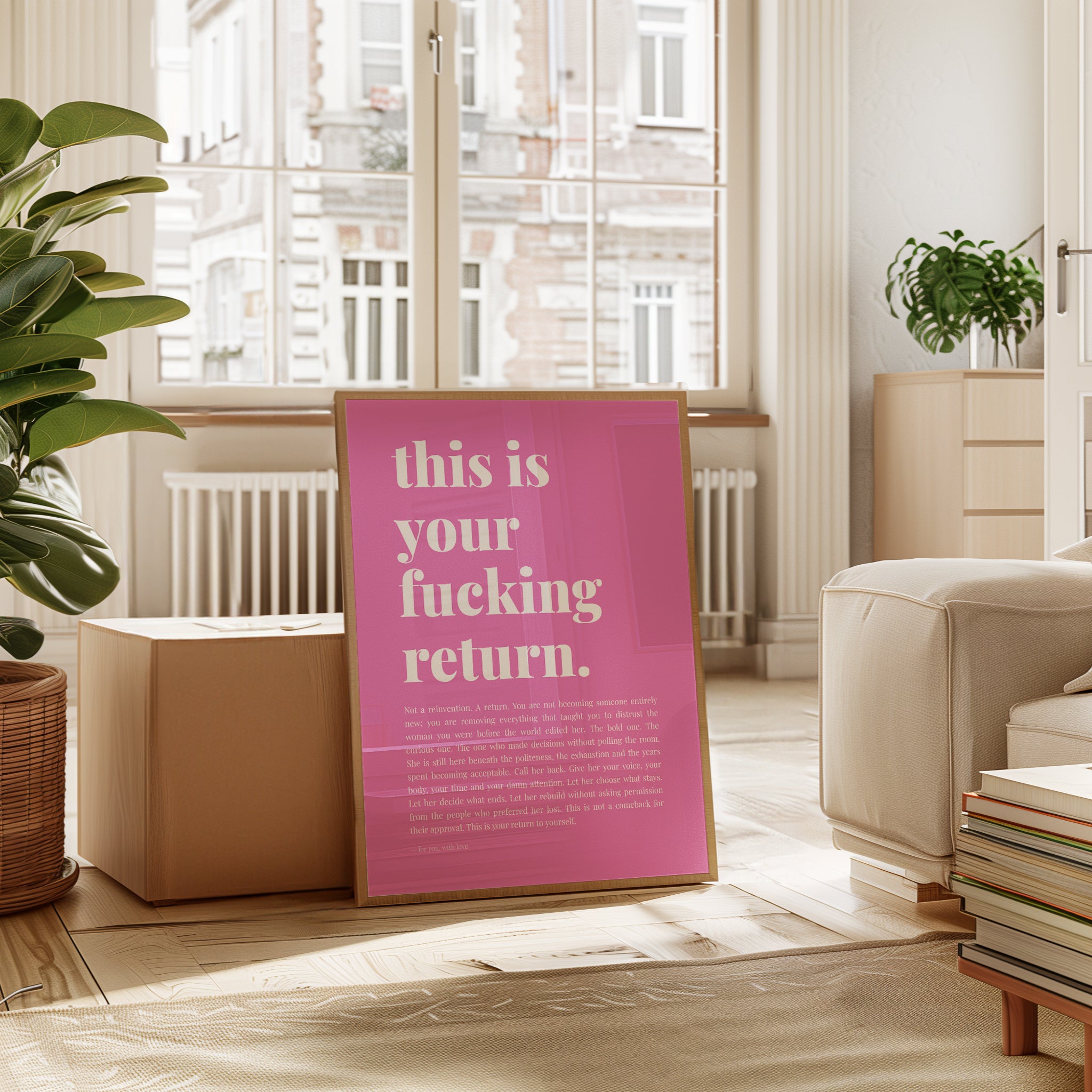 Your Return Typography Poster: Pink Motivational Wall Art - interior