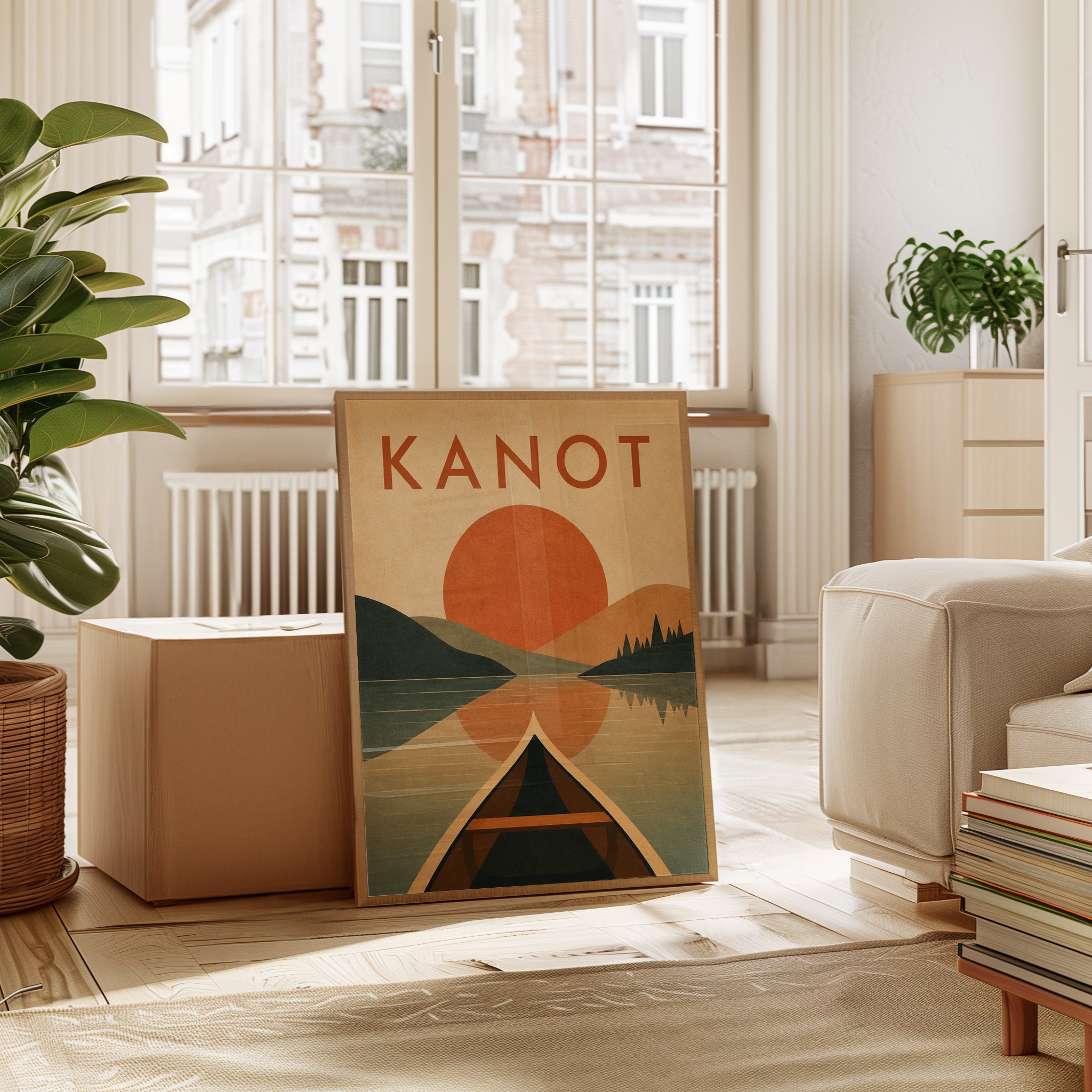 Kanot Lake Sunset Poster: Vintage Scandinavian Travel Art - interior