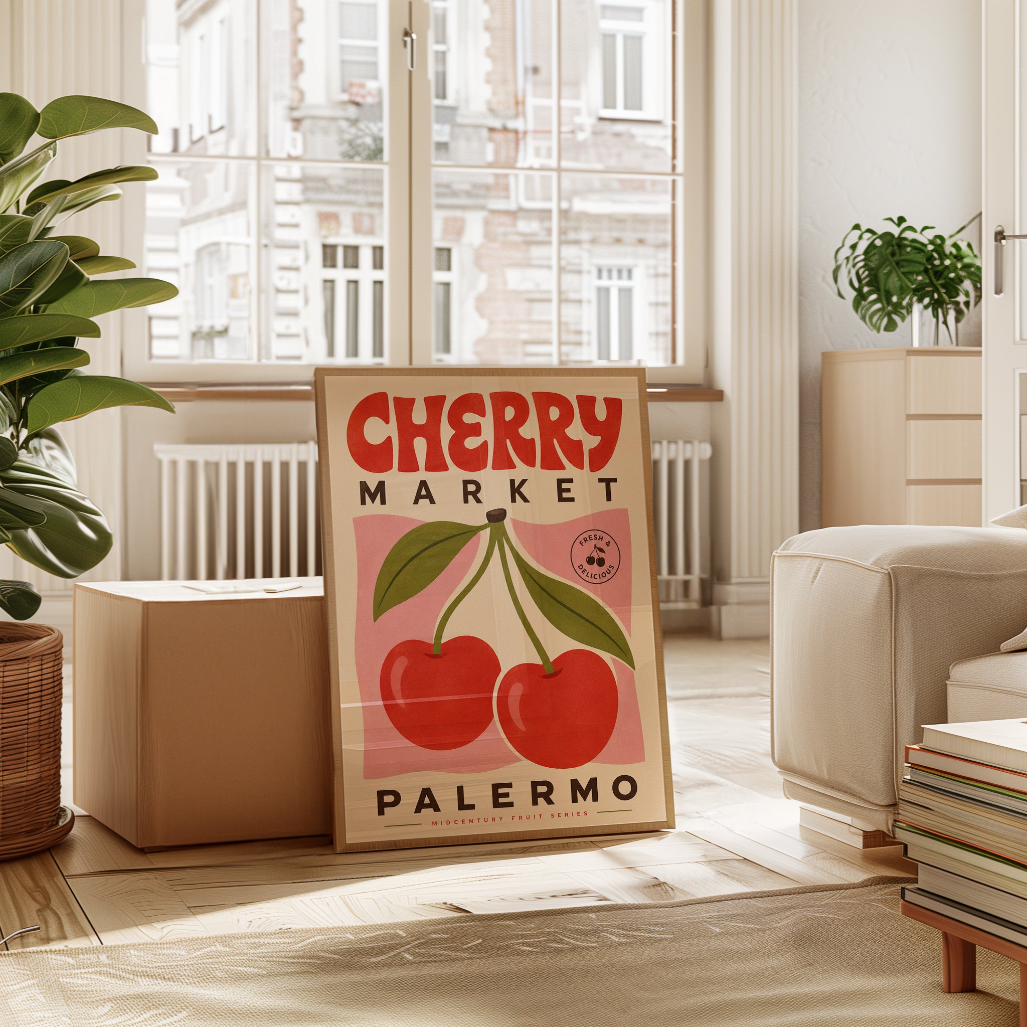 Cherry Market Print: Vintage Fruit Poster (Kitchen & Dining Room) - interior