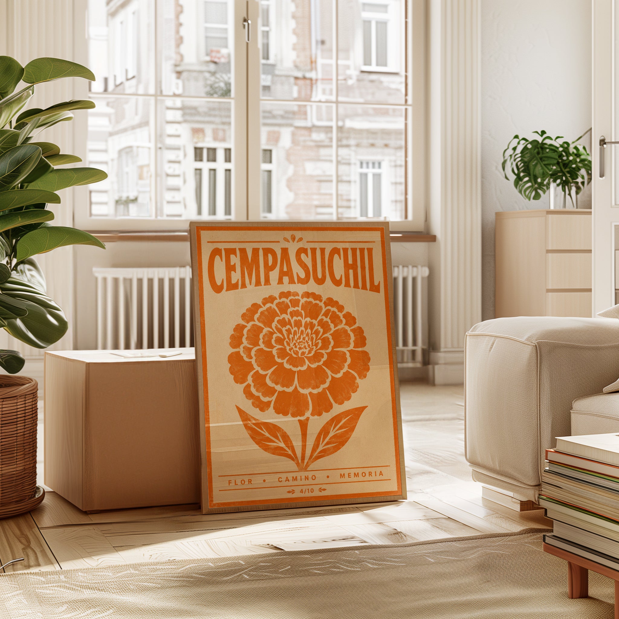 Mexican Folk Art Marigold Print - interior