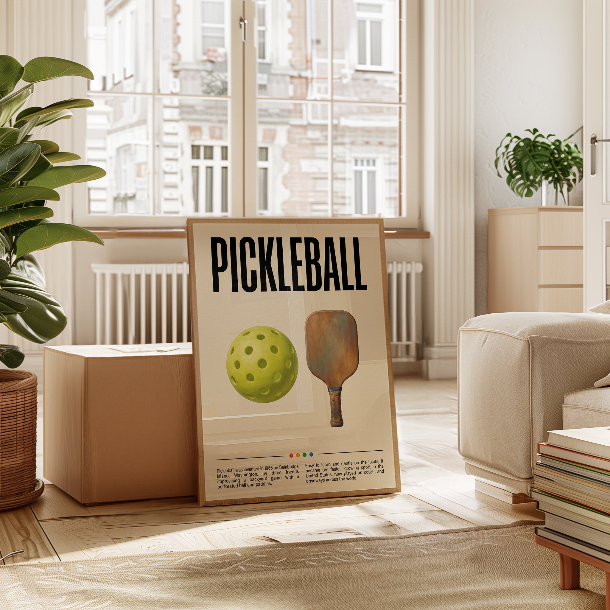 Masculine Wall Art Pickleball Poster — Vintage Sports Print - interior